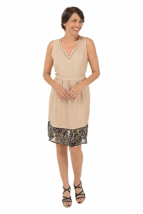 Natural Animal Hem Sleeveless Babydoll Dress Effortless Pair