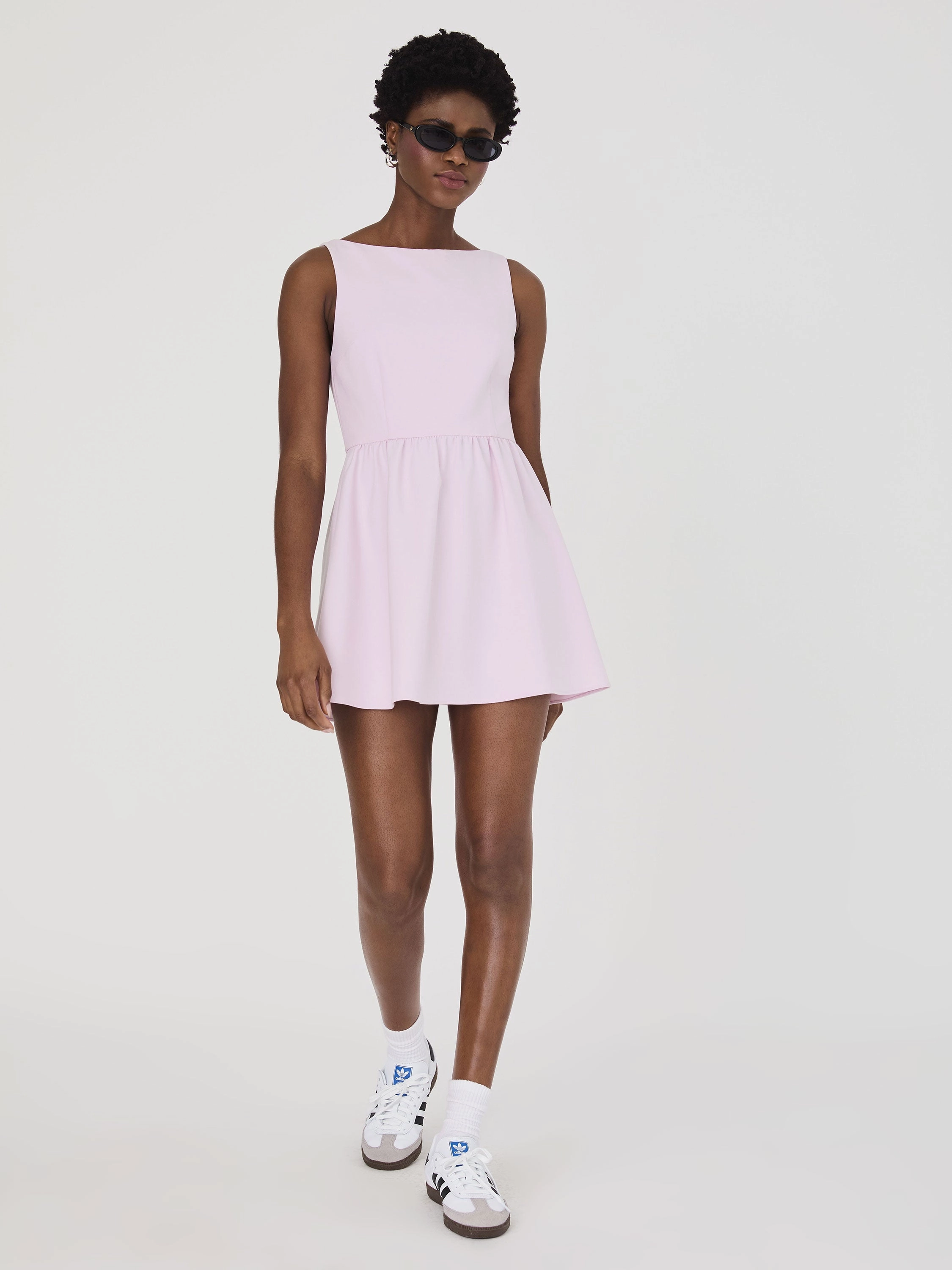 Whisper Boat Neck Mini Dress Light Mood Sophisticated Layers