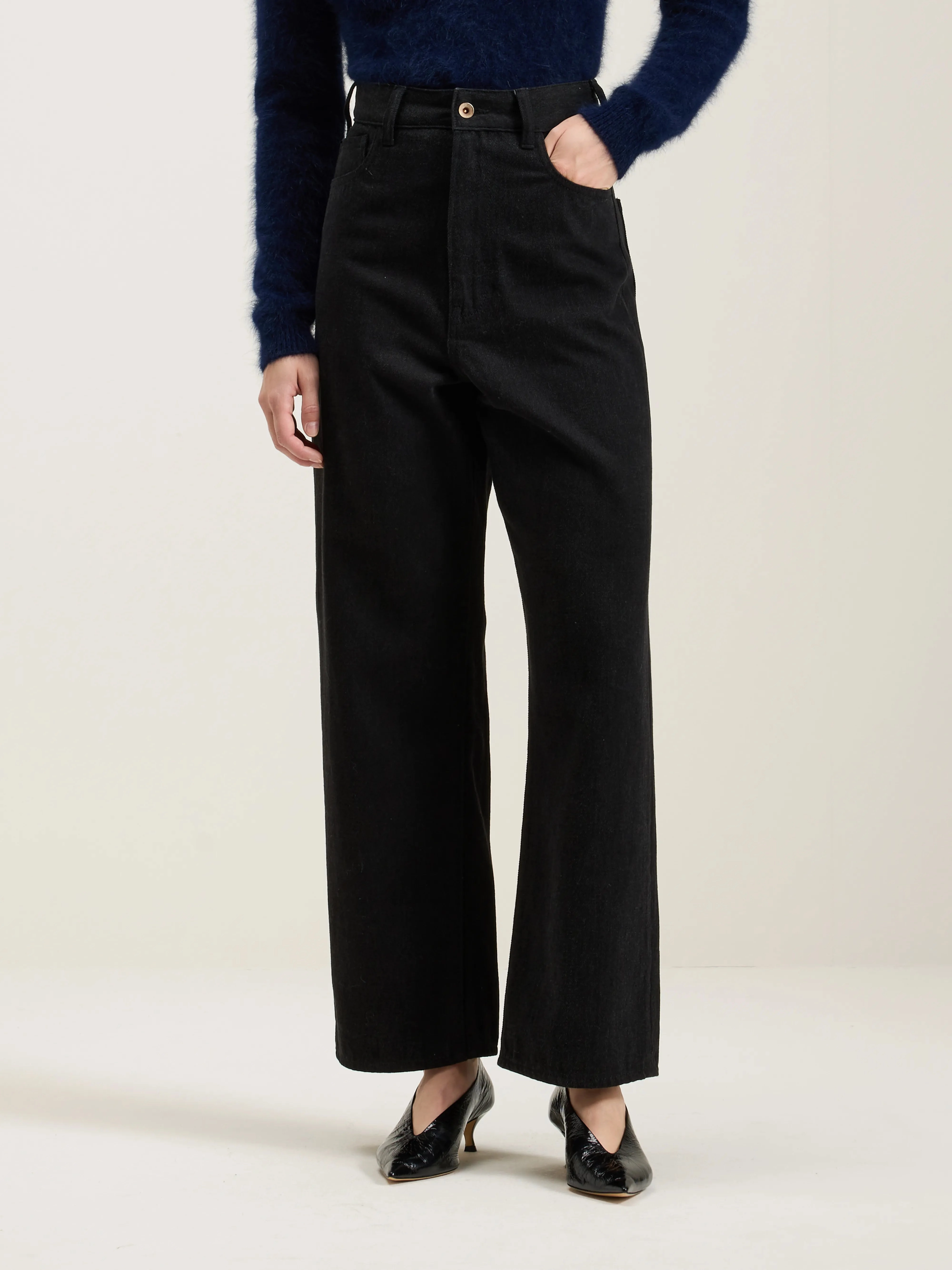 Night Out Traveler Gear Stylish Denim N. 61 wide jeans (242 / W / OFF BLACK)