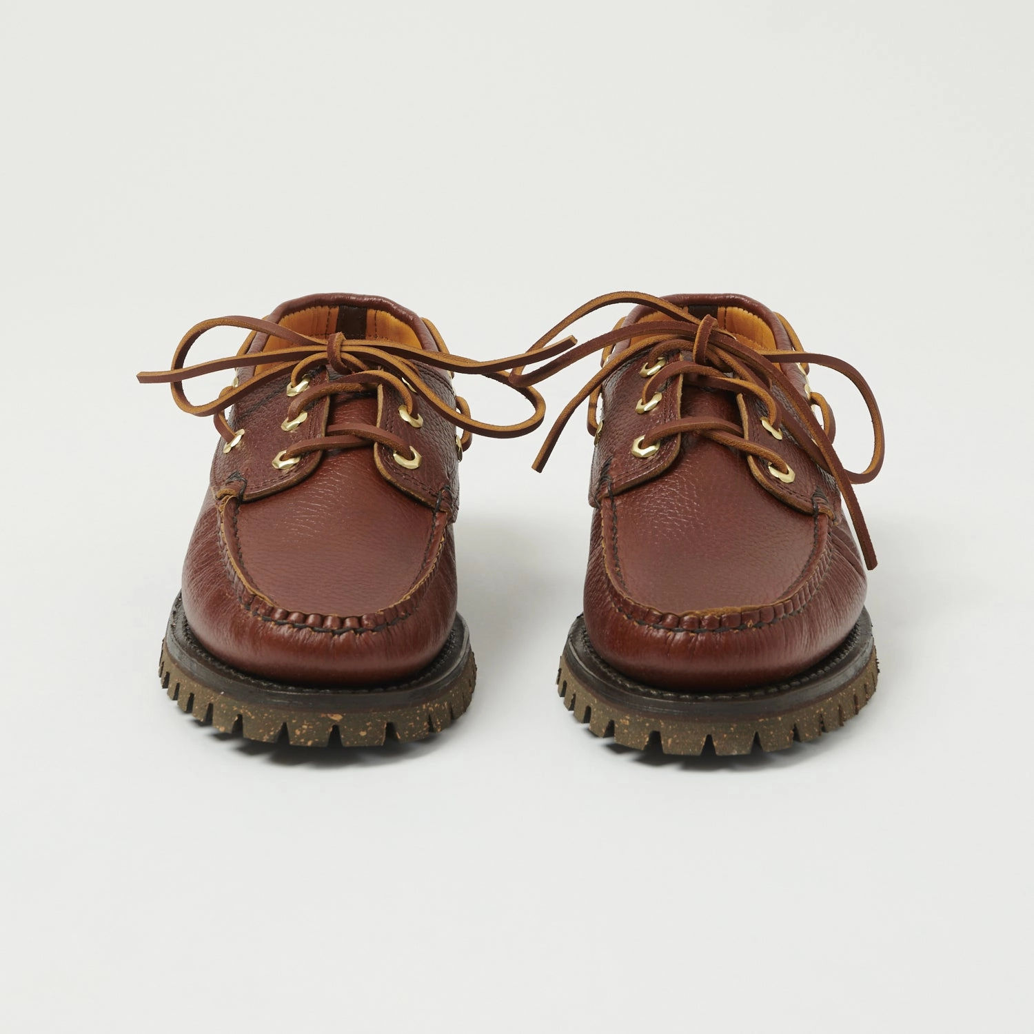 Yuketen Hex Eye w/ Lug Sole Boat Shoe - Grizzly Brown Camp Mood Storm Sky