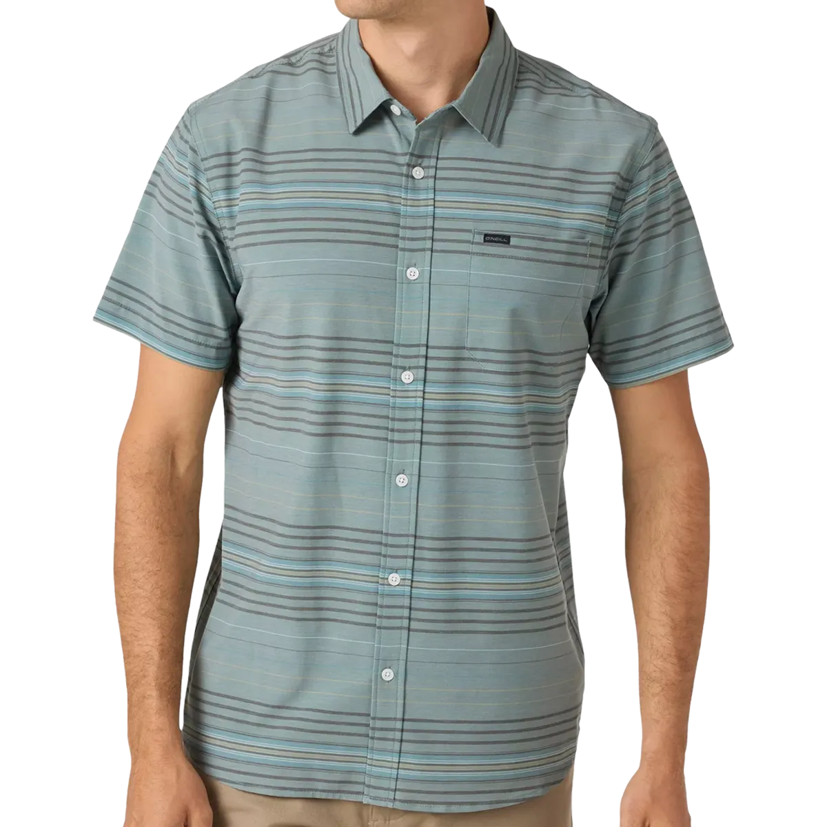Men's Traverse Stripe Short Sleeve Shirt Layered Collar