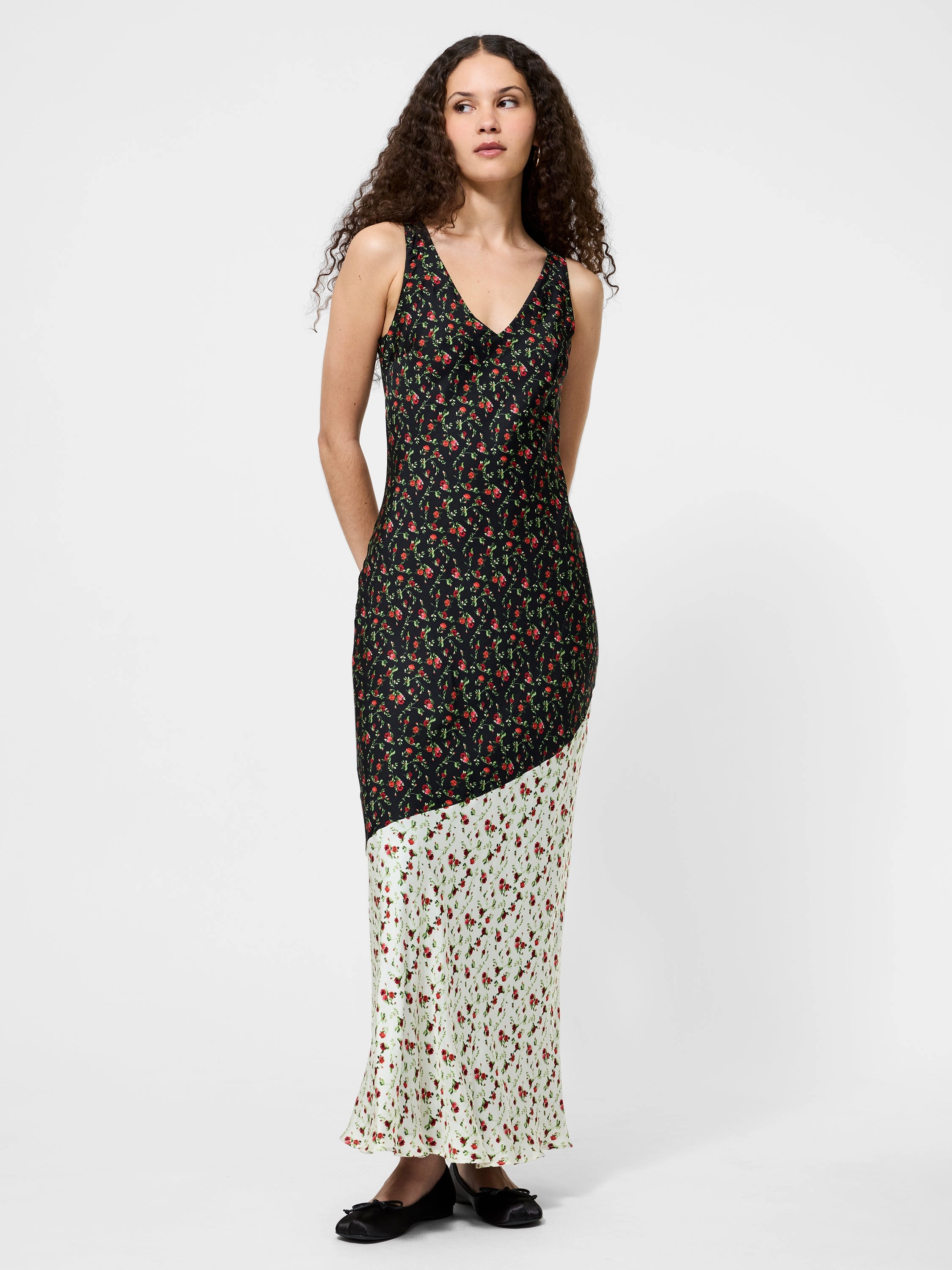 Julia Ditsy Bloom Colorblock Slip Dress Art Soul