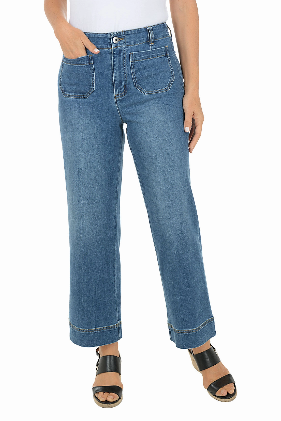 Patch Pocket Wide Leg Denim Pant DurableBartack