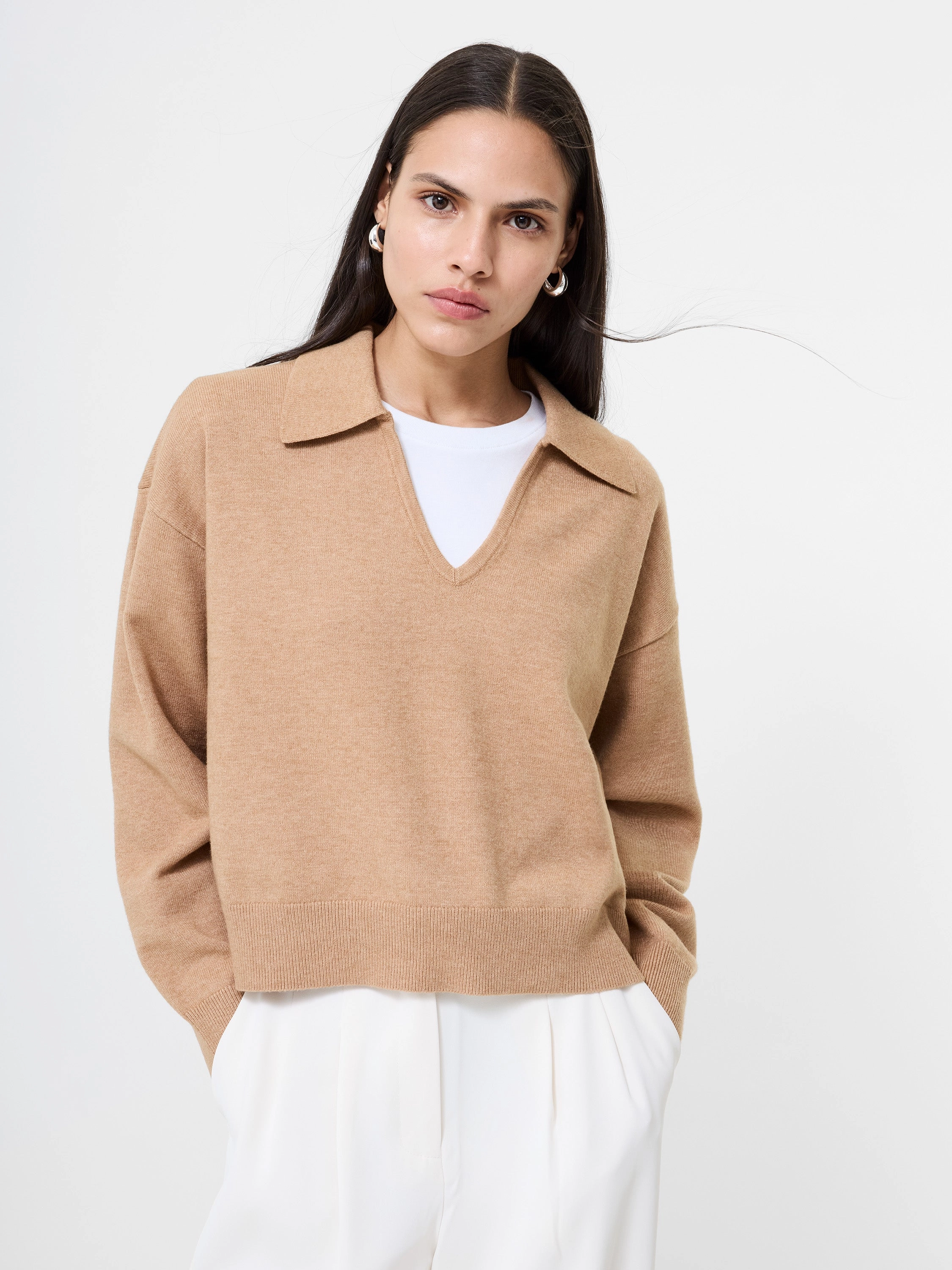 Sloane Knit Collared Pullover Winter Days Garment Dyed Process