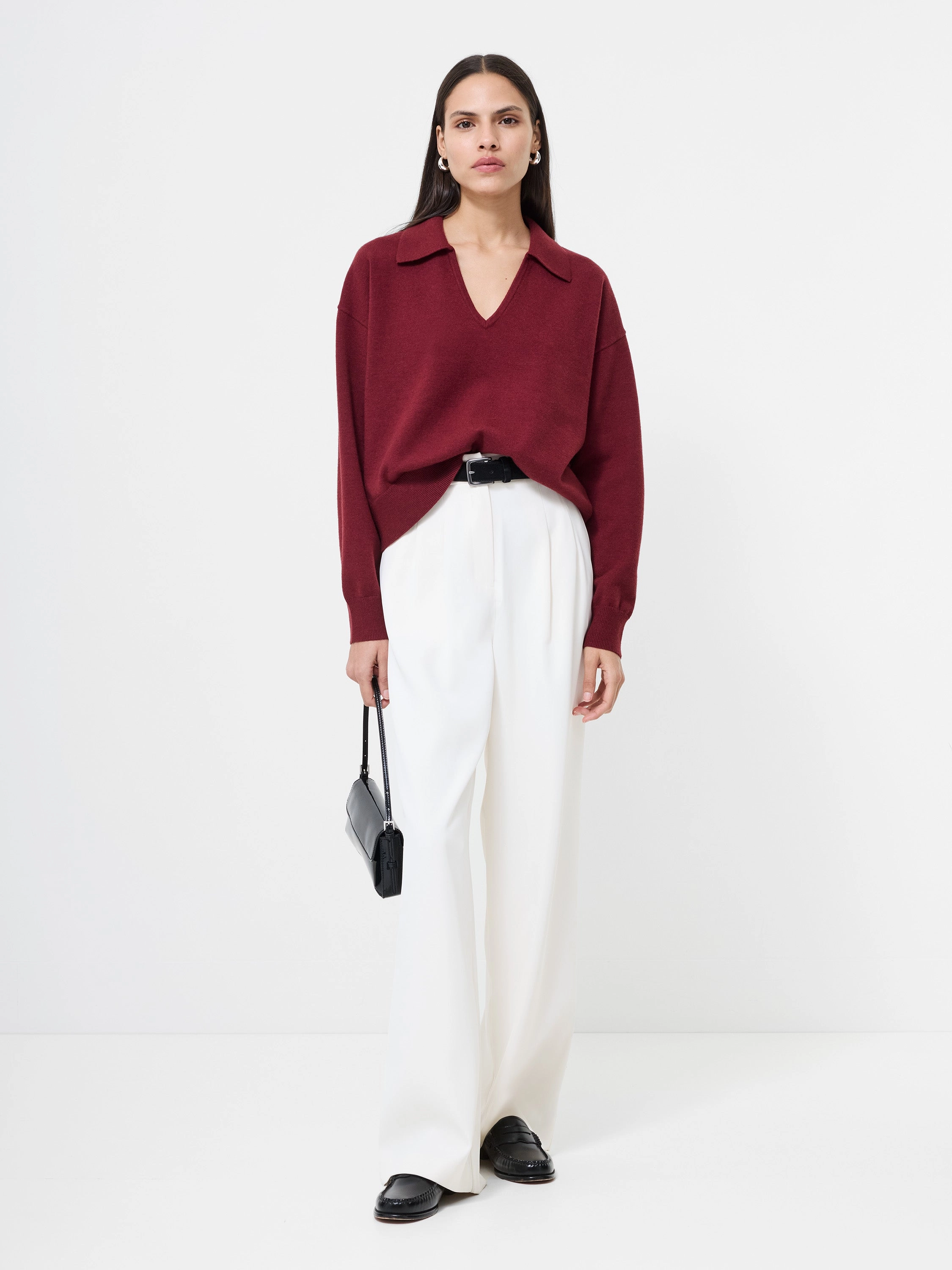 LowMaintenance Care Tubular Knit Structure Sloane Knit Collared Pullover