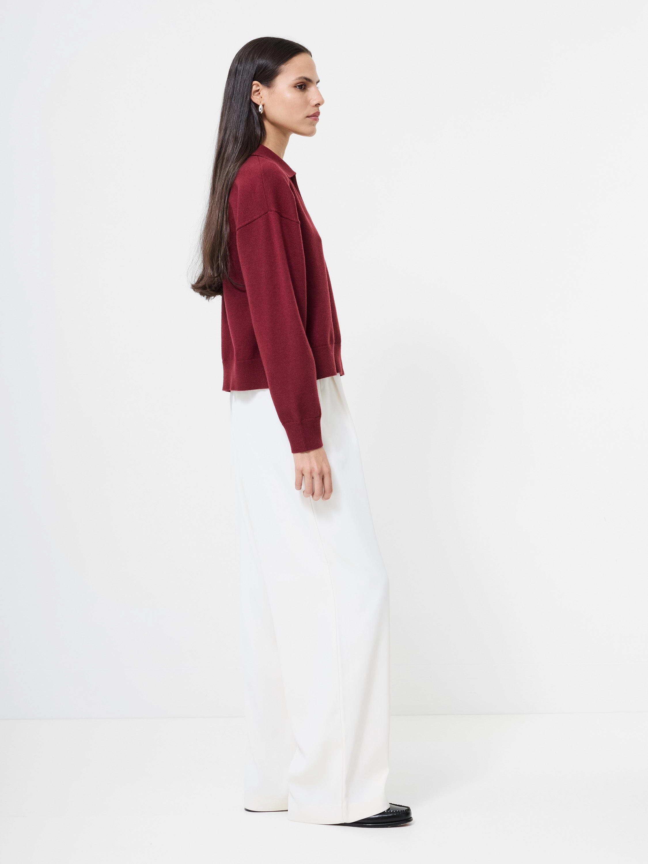 Easy Layering Stretch Knit Backing Sloane Knit Collared Pullover