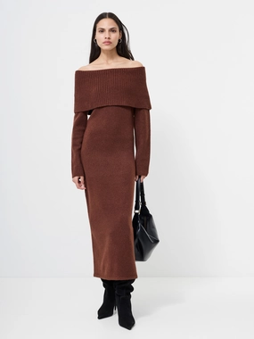 Emilia Knit Off Shoulder Dress Casual-Look Crisp Texture