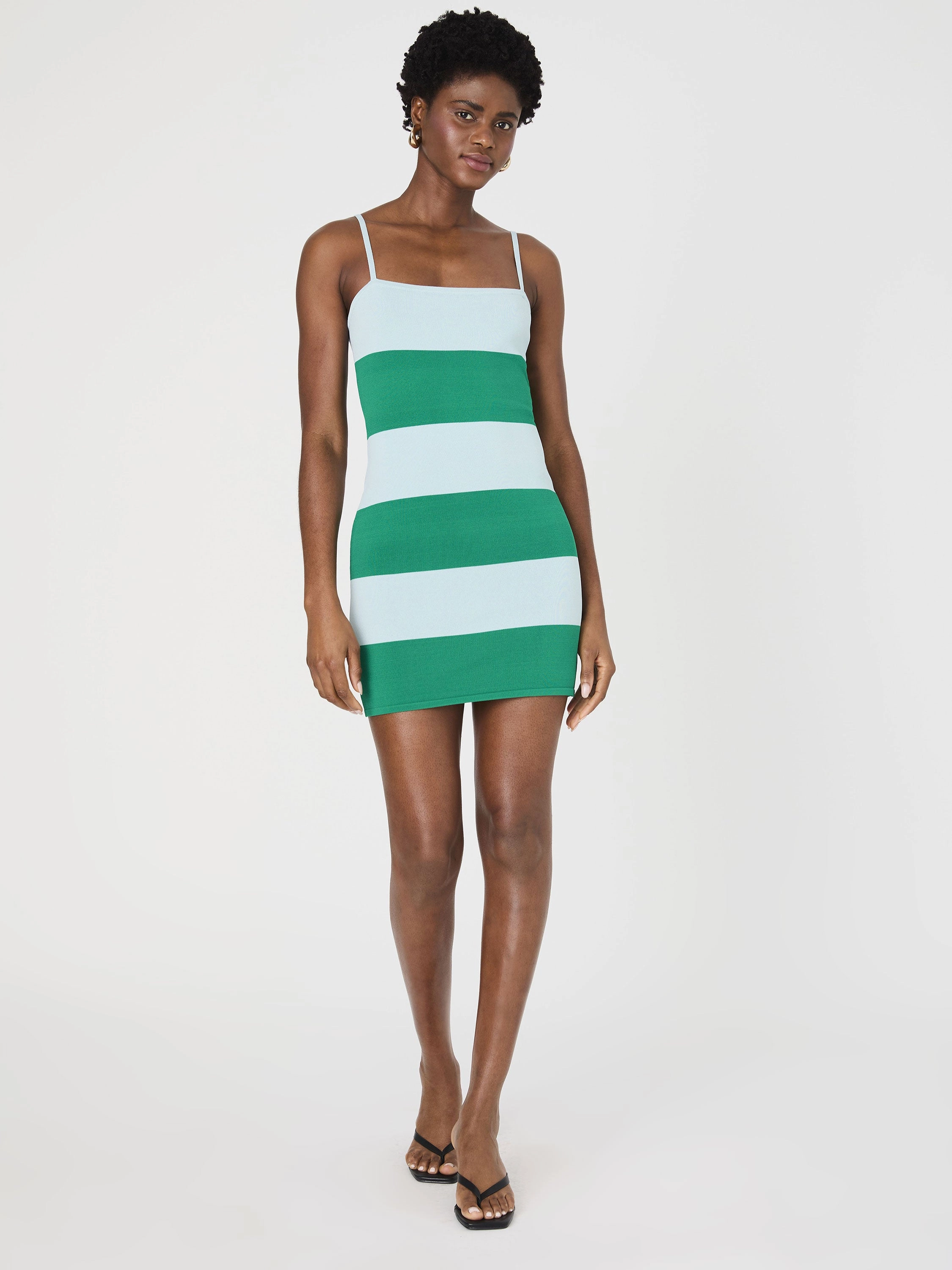 Cozy Flex Subtle Edge Bodycon Knit Mini Strappy Dress