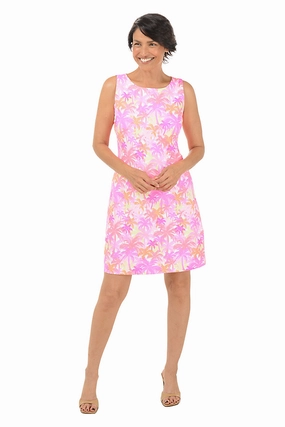 Sunset Grove UPF50  Sleeveless Shift Dress Knot-Detail Relaxed-fit