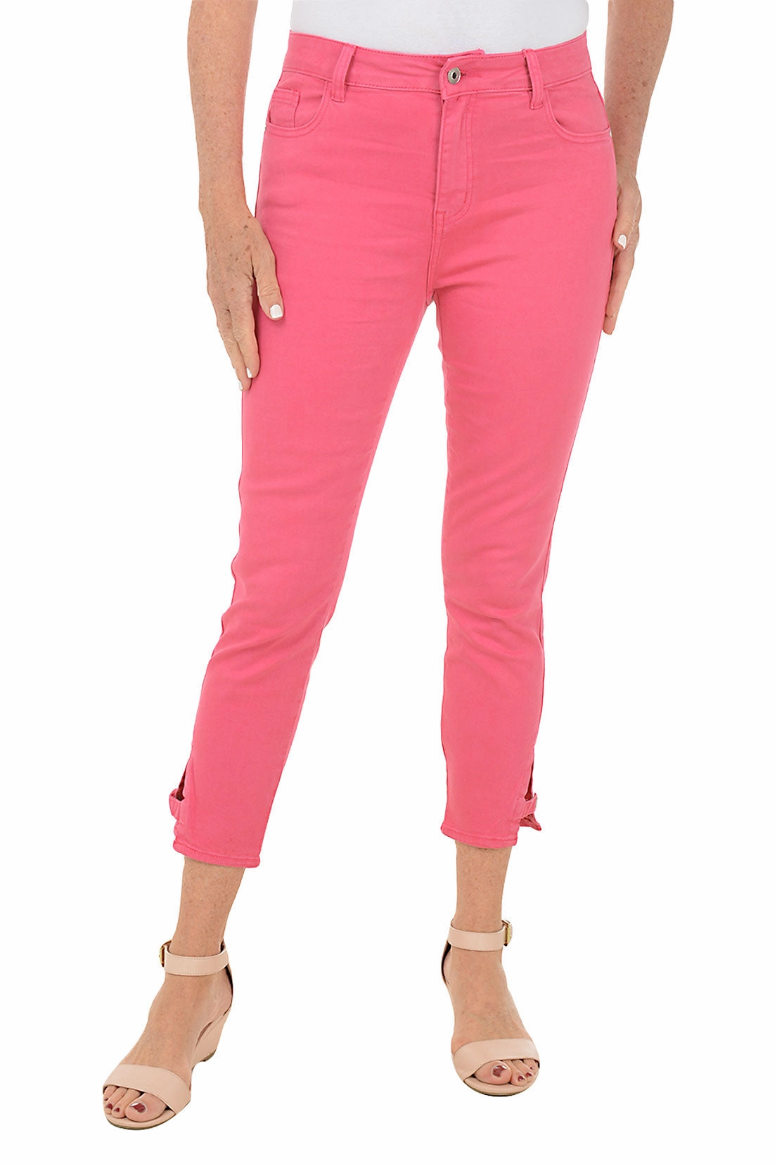 Everyday Flex Stretch Fit Wear Snap Button Hem Denim Twill Crop Pant