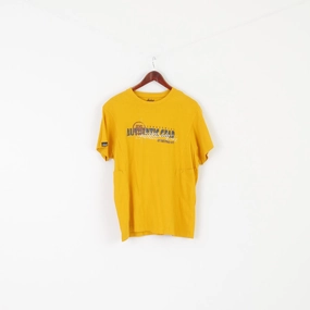 All-Season Wear Snickers Workwear Men L Shirt Yellow Cotton Vintage Industrial Crew Neck Top