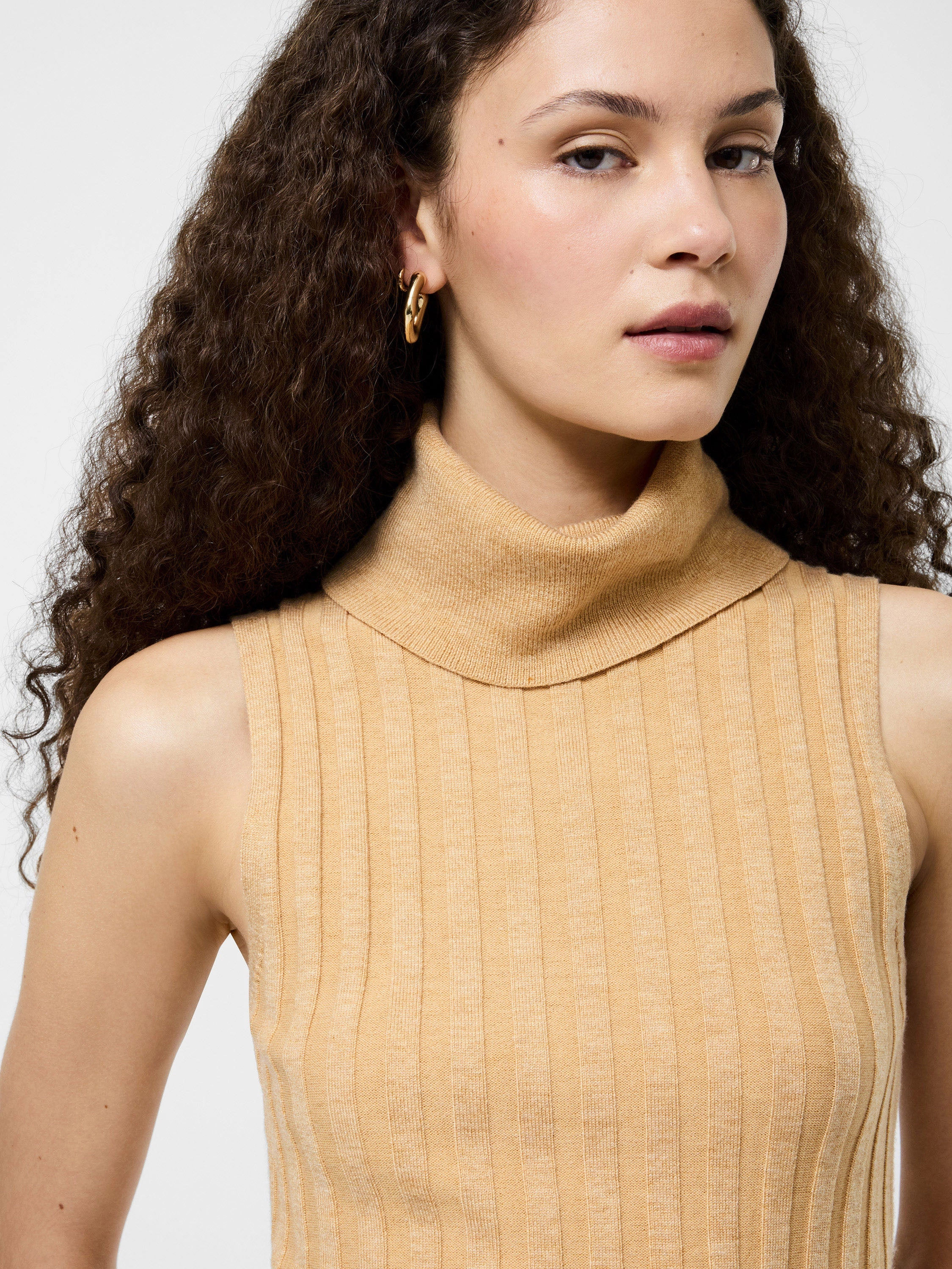 Turtleneck Tank Sweater Winter Days Dimensional Jacquard Weave