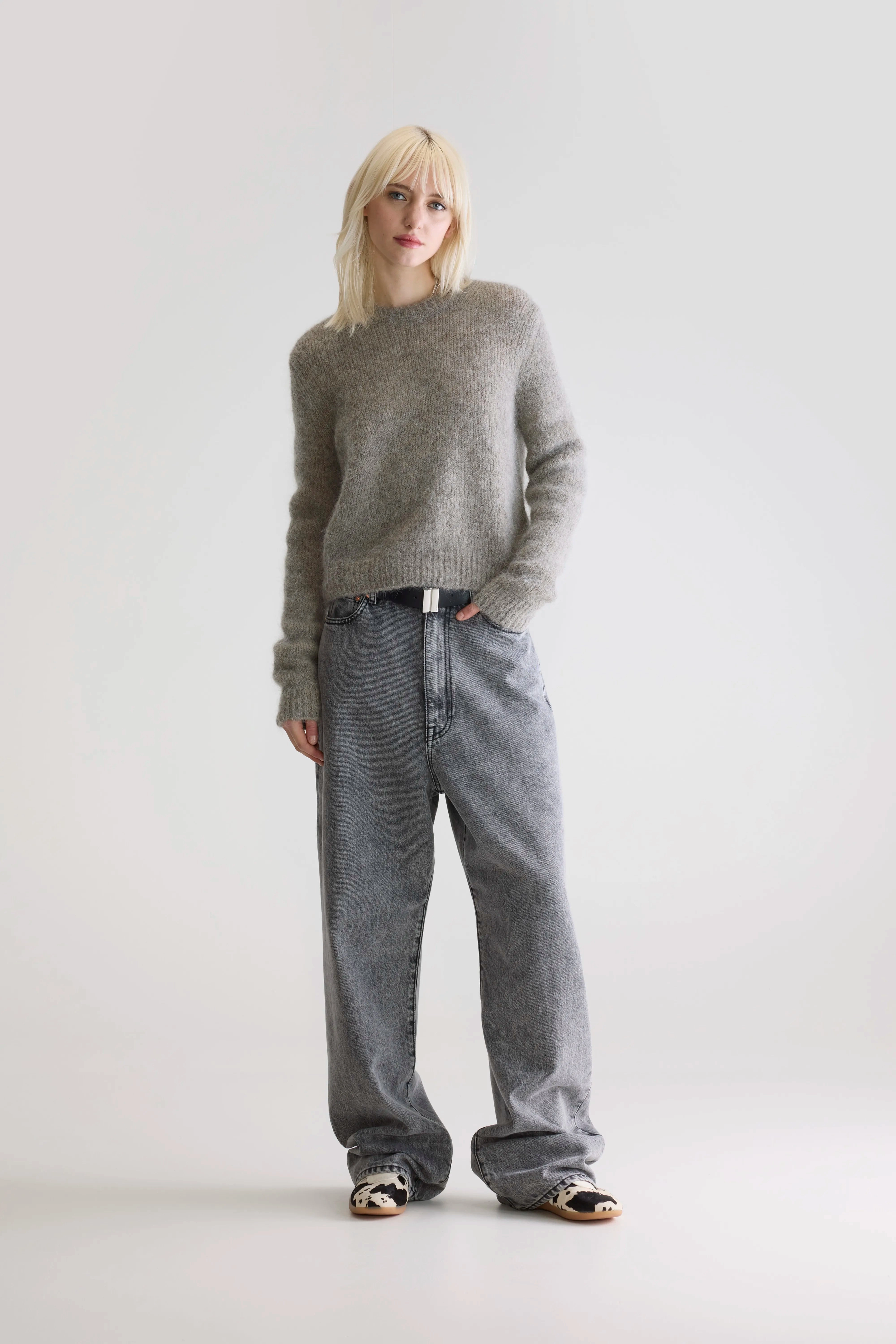 Interlock Ribbed Collar Anco crewneck sweater (252 / W / H. GREY)