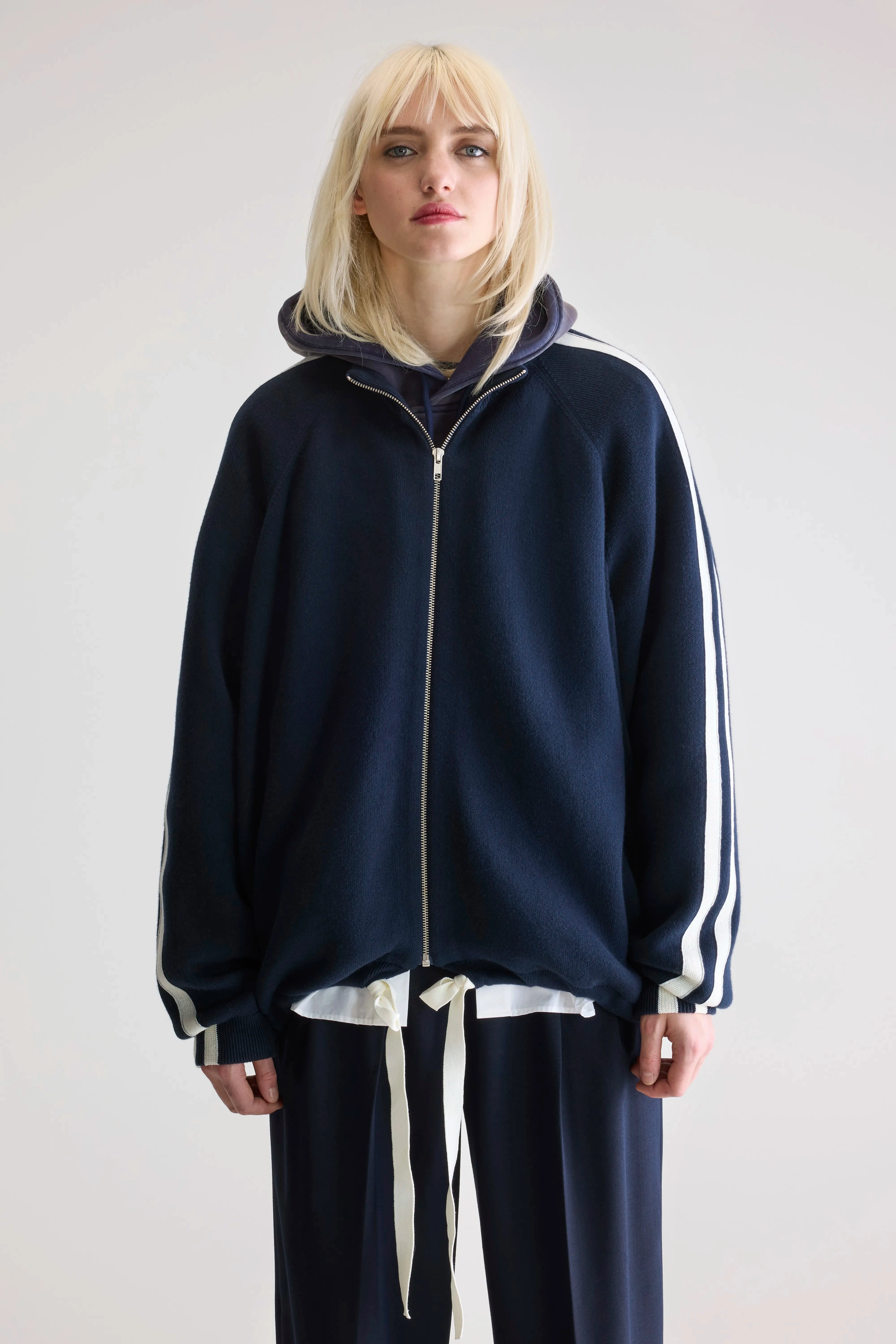 Eco Friendly Dye Angik zip-up cardigan (252 / W / NAVY)