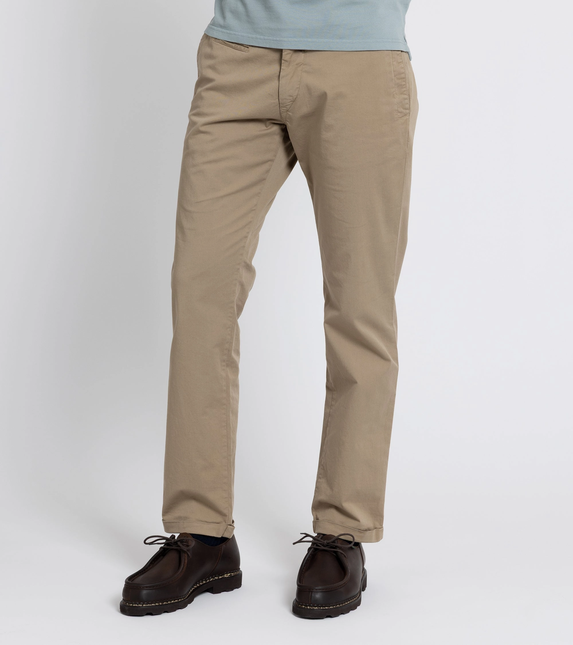 Barena Rampin Trevo Cotton Twill Trousers: Tan Minimalist Look
