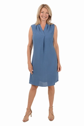 Casual Mode Daytime Look V-Neck Center Pleated Sleeveless Dress