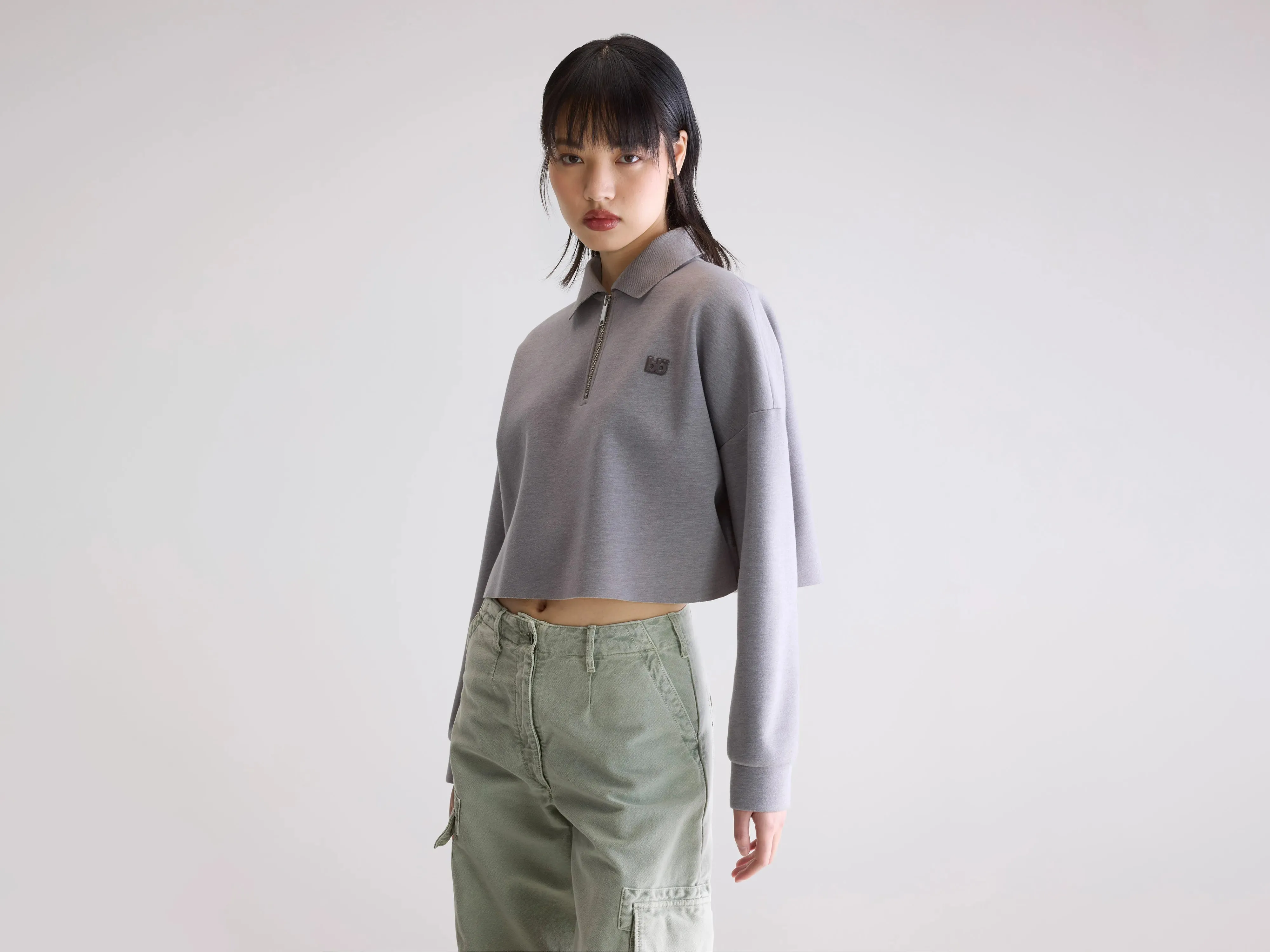 Eid wear Julo cropped zip polo (252 / W / H. GREY)