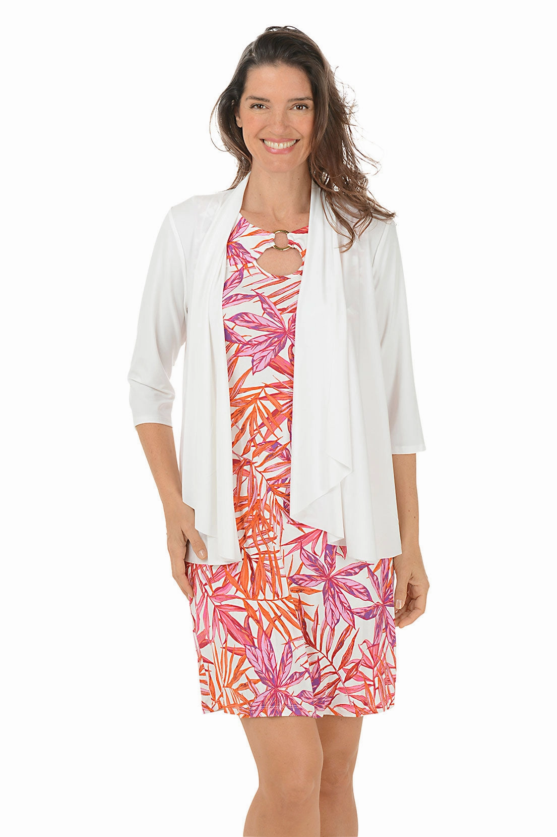 Solid Color Draped Open Front Shrug Functional Piece