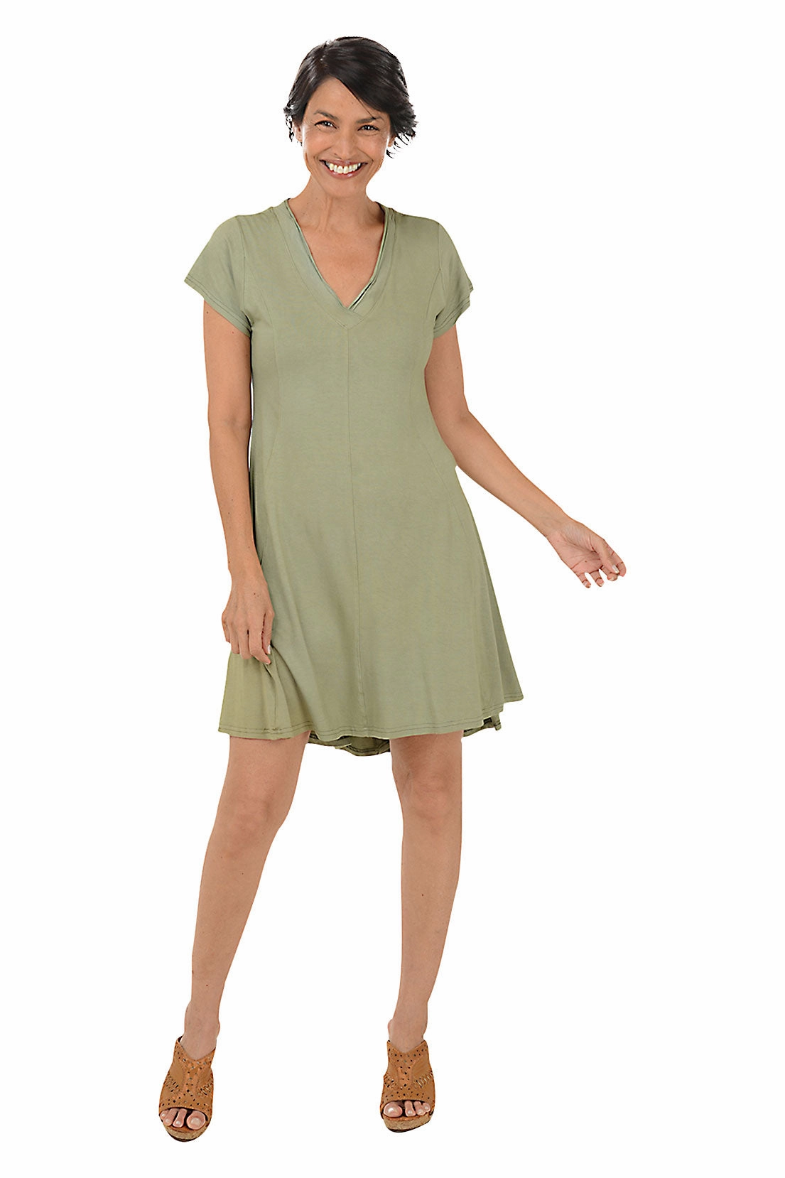 Texture Style Solid Princess Seam Skater Dress