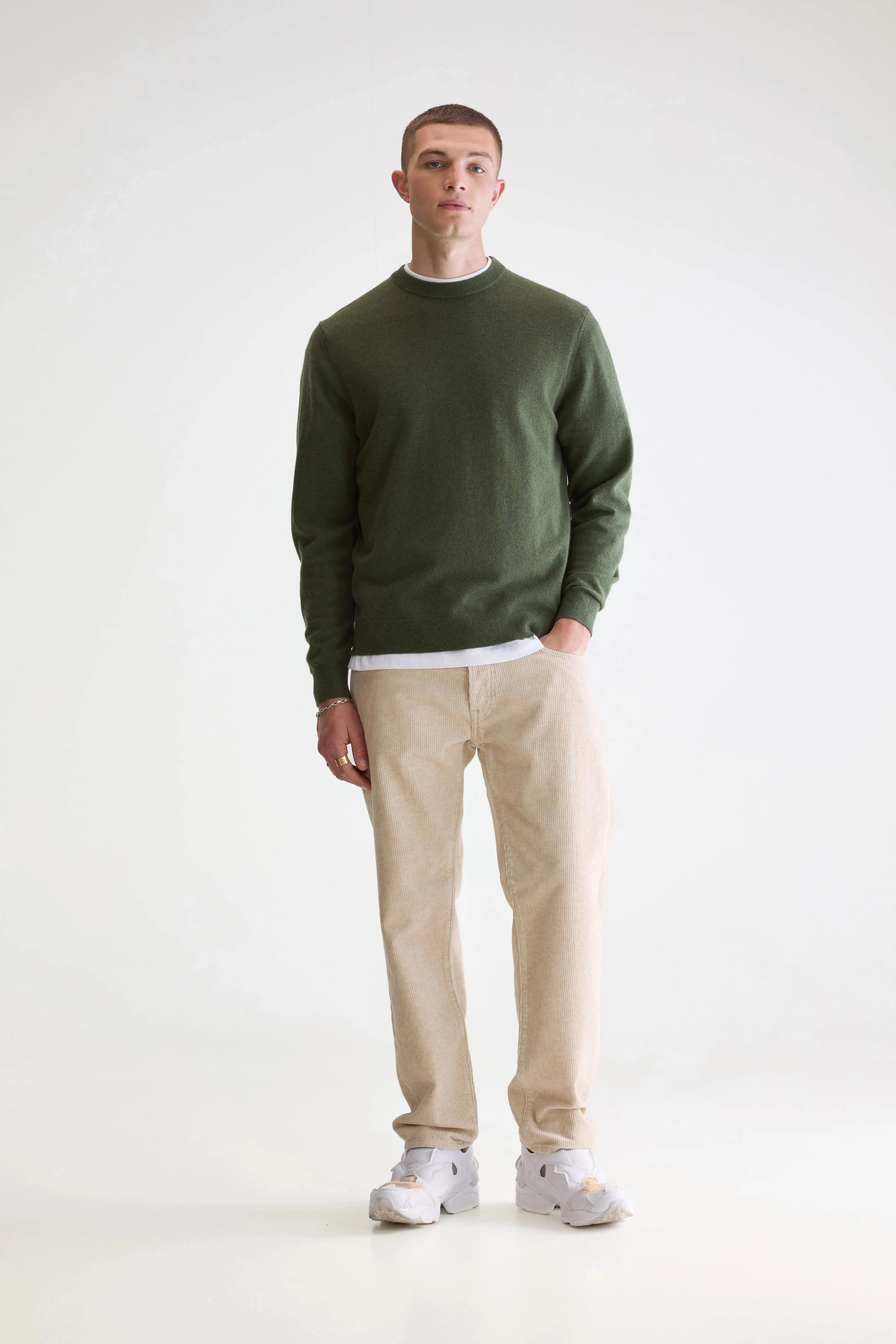 Sonoo classic crewneck sweater (252 / M / OLIVE) GarmentSpecific Storage Solutions