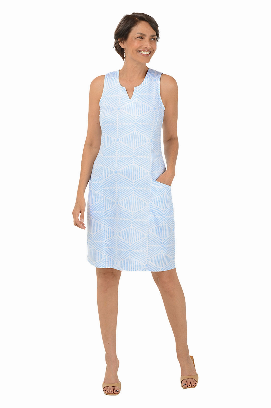 Soundwaves Double Pocket Sleeveless Dress City-Style Everyday Comfort Wear