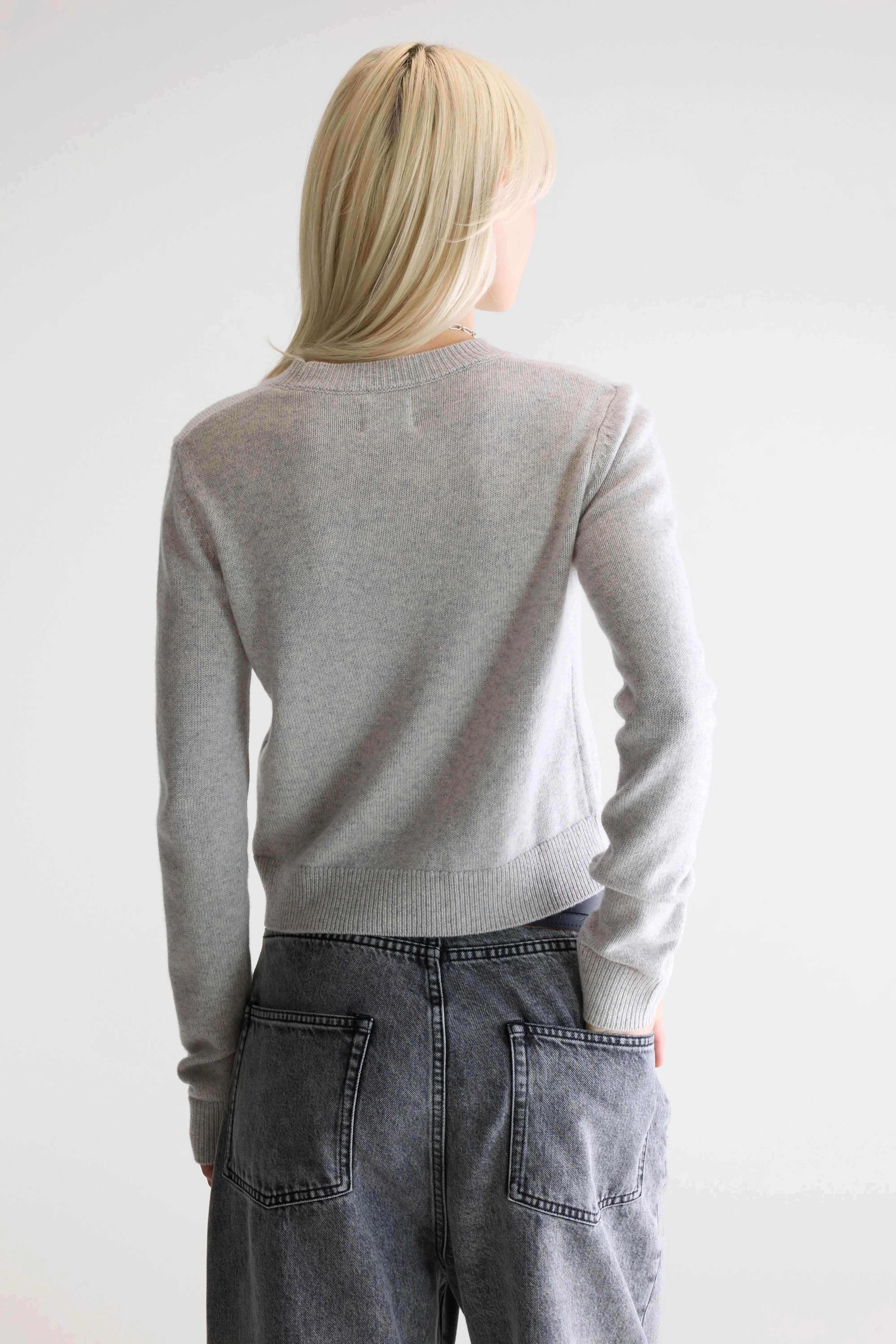 DoubleLayered Hem Technology Spag slim cashmere sweater (252 / W / LIGHT GREY)