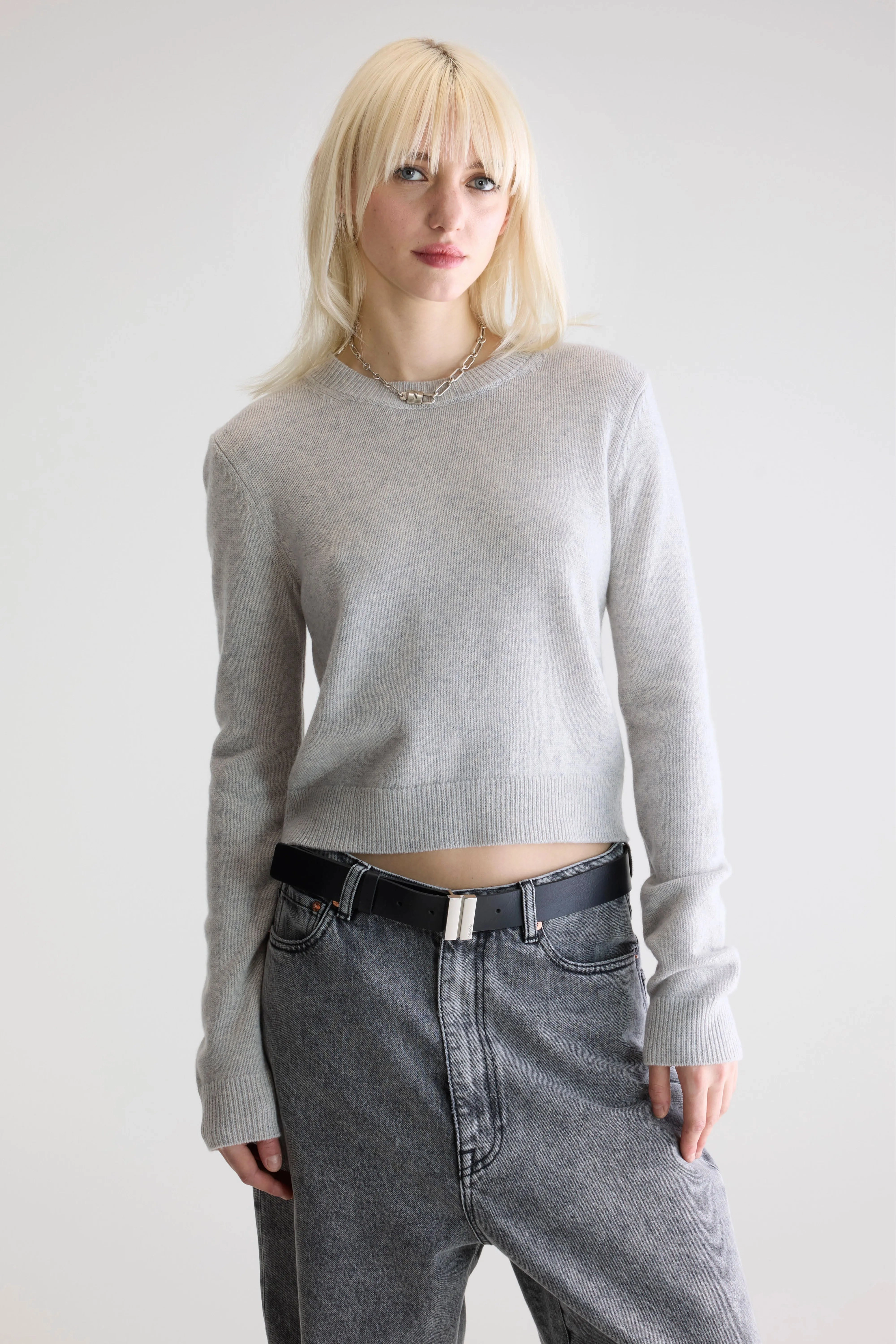 Modern Silhouette AntiSnag Yarn Technology Spag slim cashmere sweater (252 / W / LIGHT GREY)