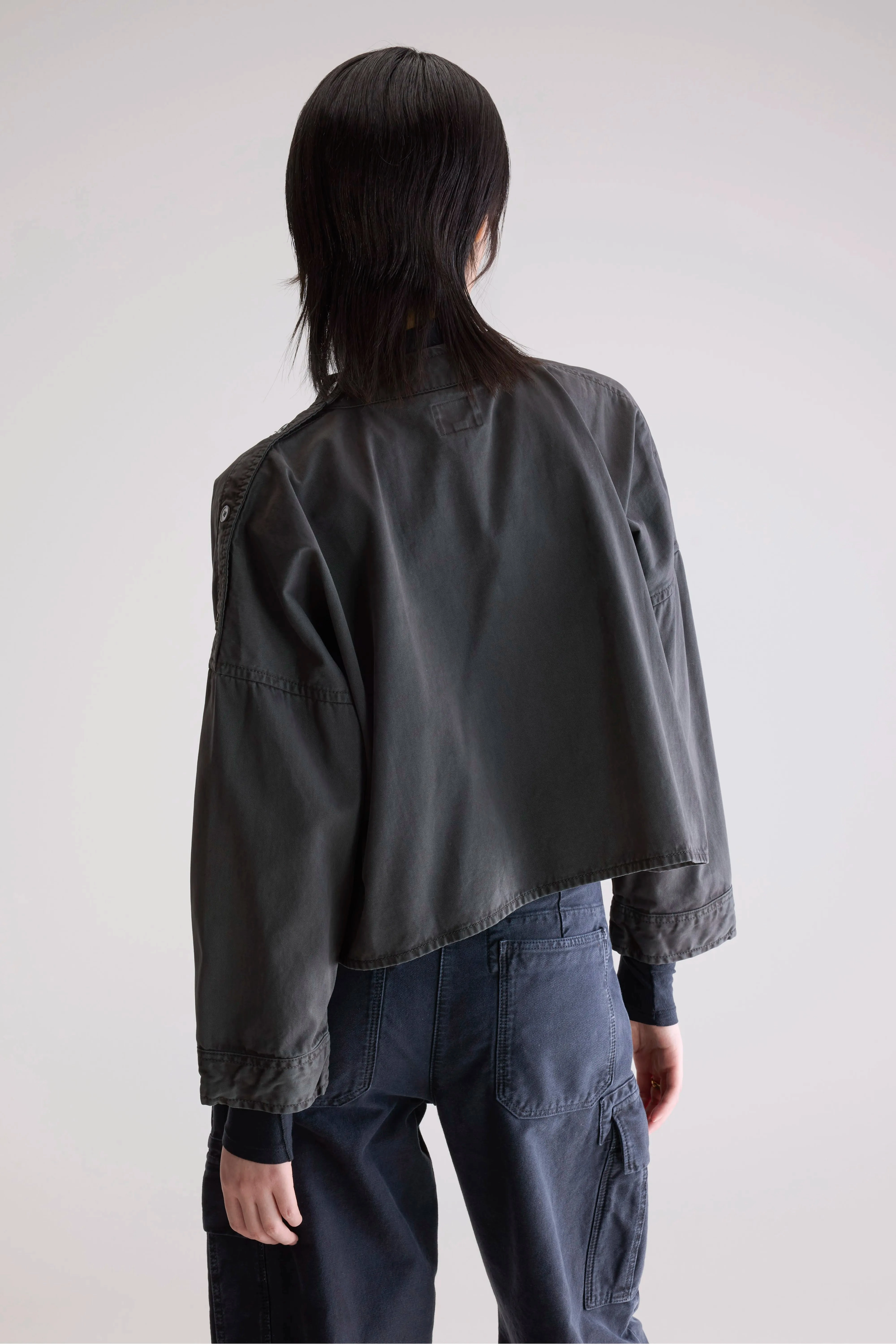 Classic Layer Kangaroo Pocket Waldo relaxed blouse (252 / W / PIRATE)