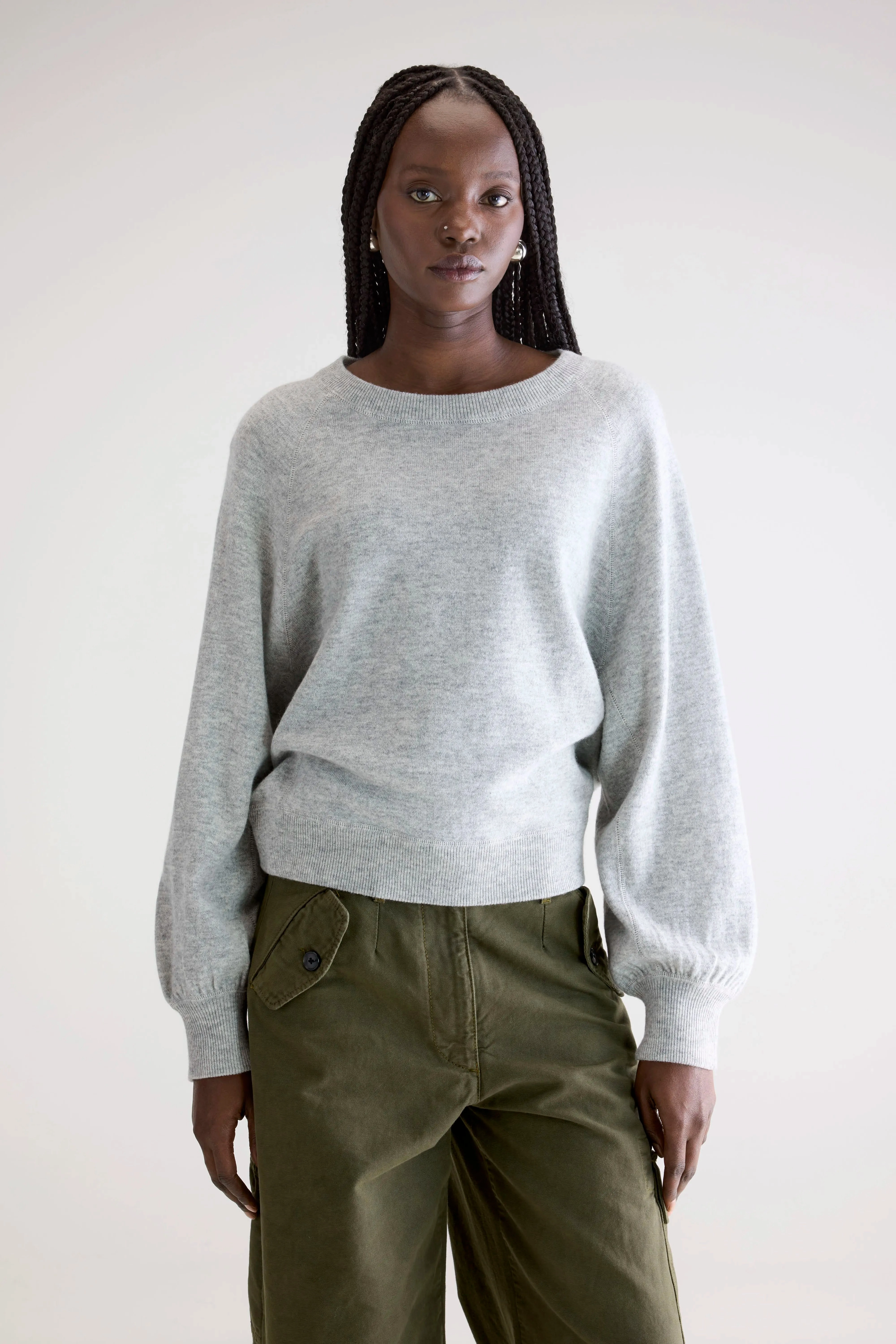 Soft Drape Outdoor Casual Look Spanne crewneck sweater (252 / W / LIGHT GREY)