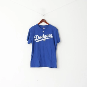 anniversary Weekend Comfort Majestic Men M Shirt Blue Cotton Los Angeles Dodgers Baseball Sport Top