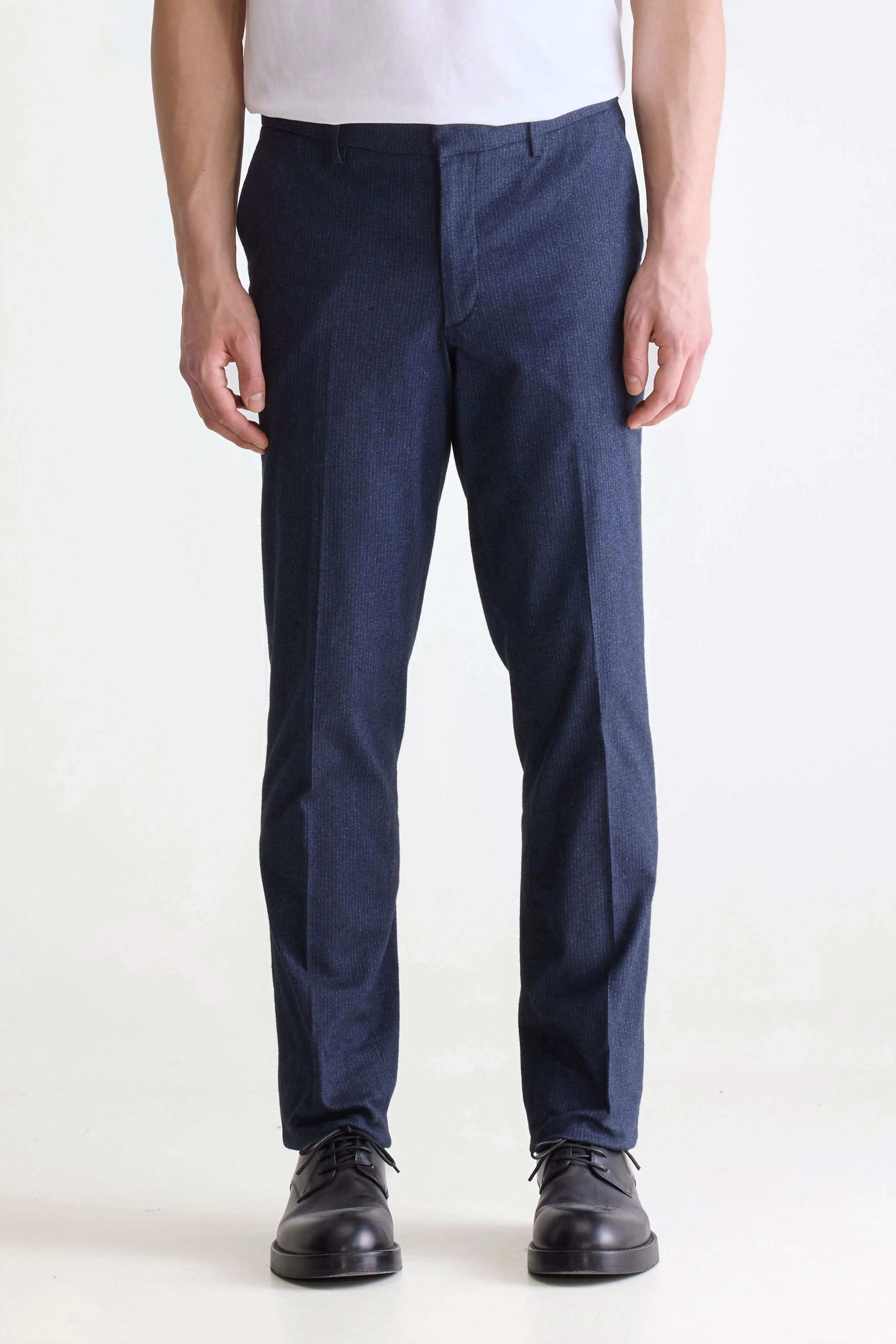 TouchscreenCompatiblePockets No Gap Waist Stanley tapered trousers (252 / M / STRIPE A)