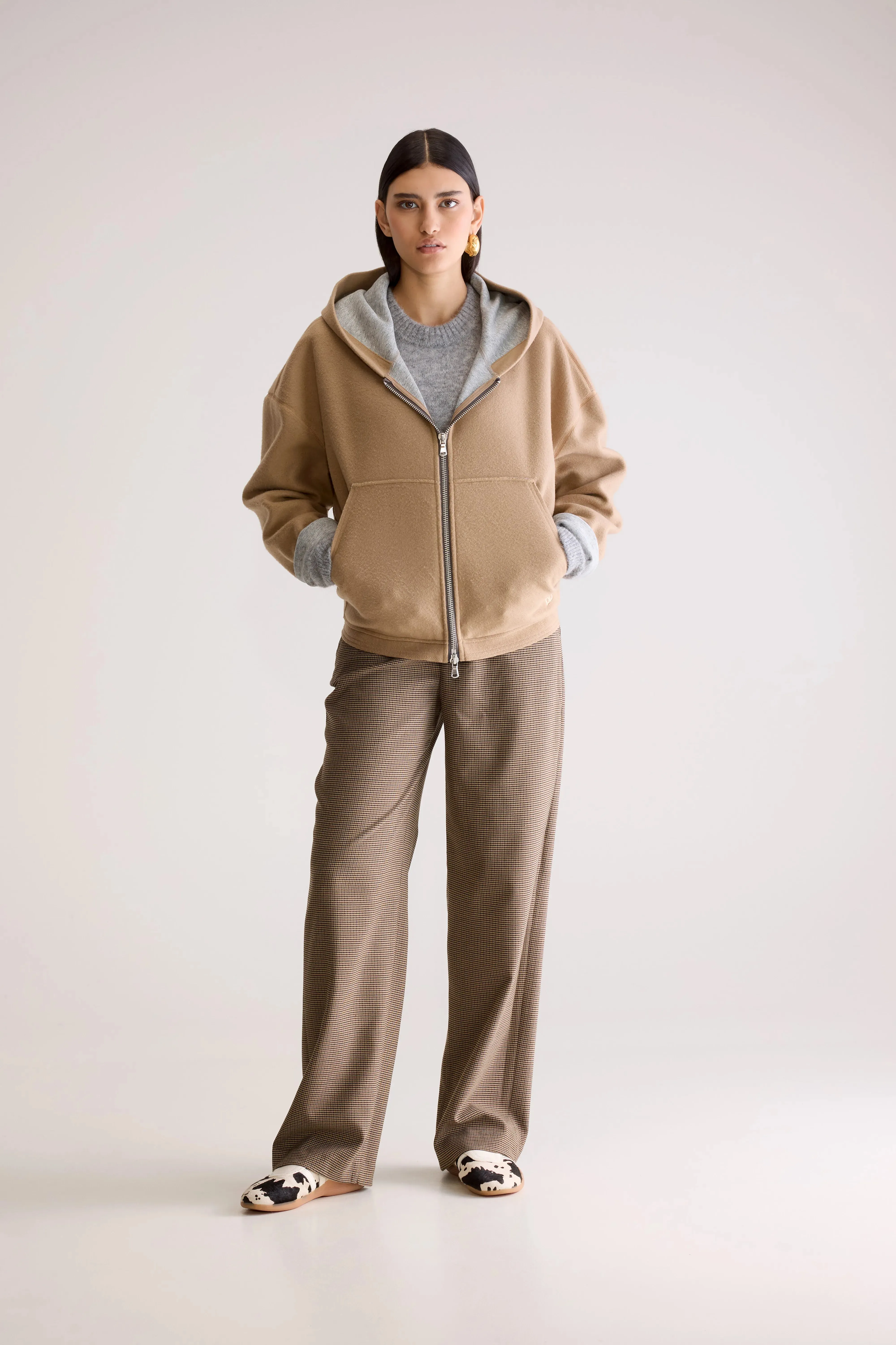 Fannel hooded sweatshirt (252 / W / SOIL) Simple Fit museum visit