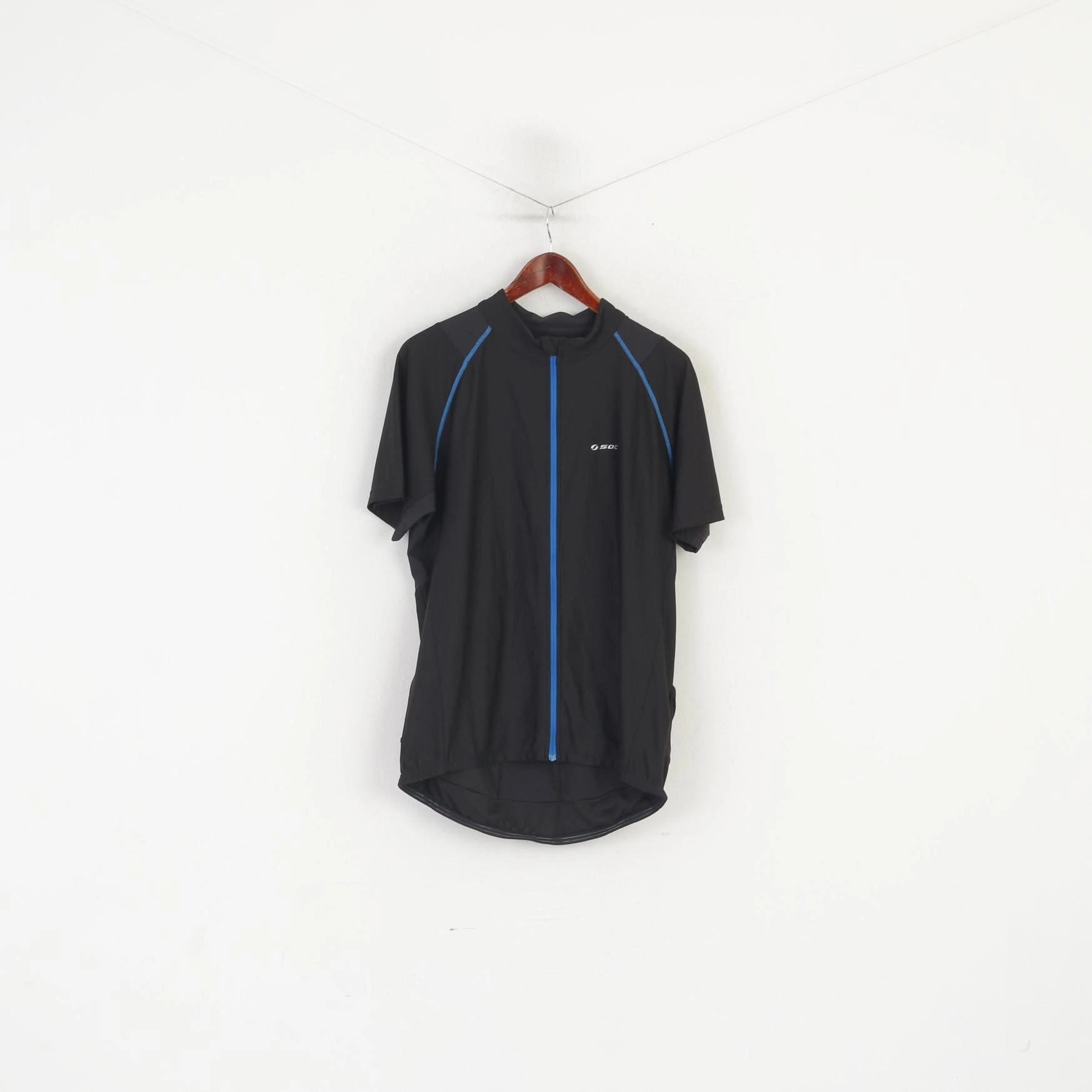 SOC Men XL Cycling Shirt Black Full Zip Stretch Bike Jersey Sportswear Top polo neck Vibrant Colors