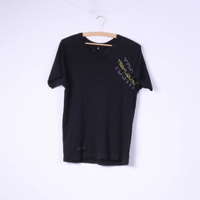 Cozy Comfort Fit Eco Friendly Dye Teddy Smith Mens S T-Shirt Black Zip Detailed Top Cotton Black