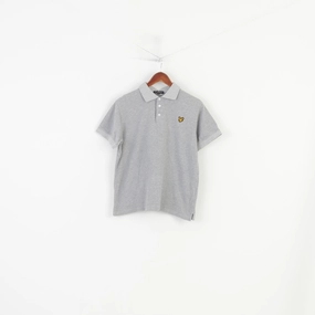 Lyle & Scott Men L Polo Shirt Grey Cotton Sport Short Sleeve Vintage Top Essential Clothing Versatile Top