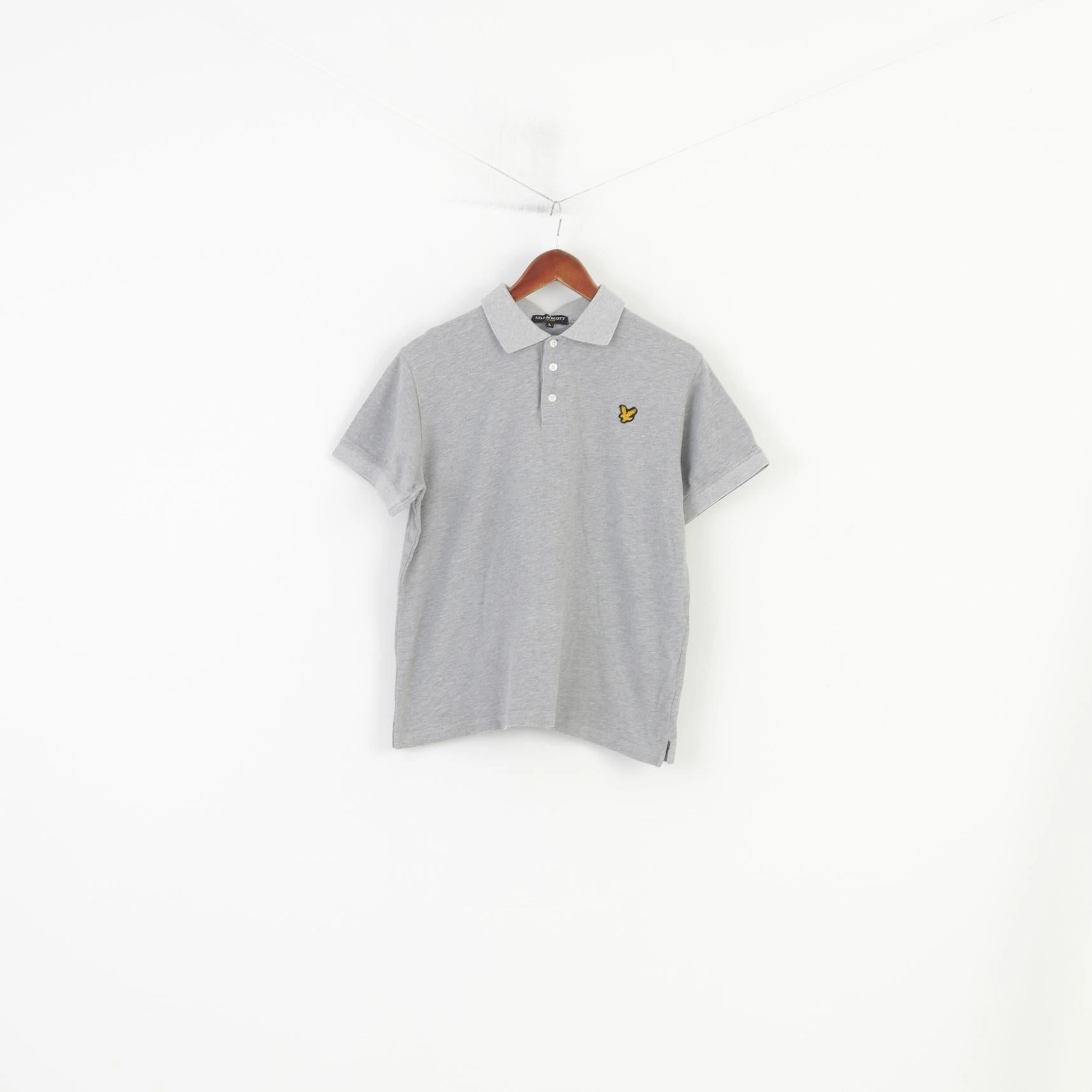 Lyle & Scott Men L Polo Shirt Grey Cotton Sport Short Sleeve Vintage Top Essential Clothing Versatile Top