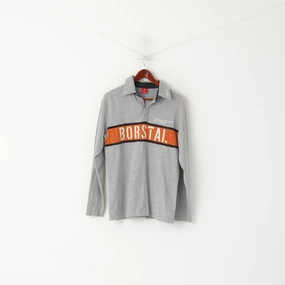 Seamless Edging Fashion Essential Ringspun Men M Polo Shirt Gray Cotton Borstal Long Sleeve Casual Top