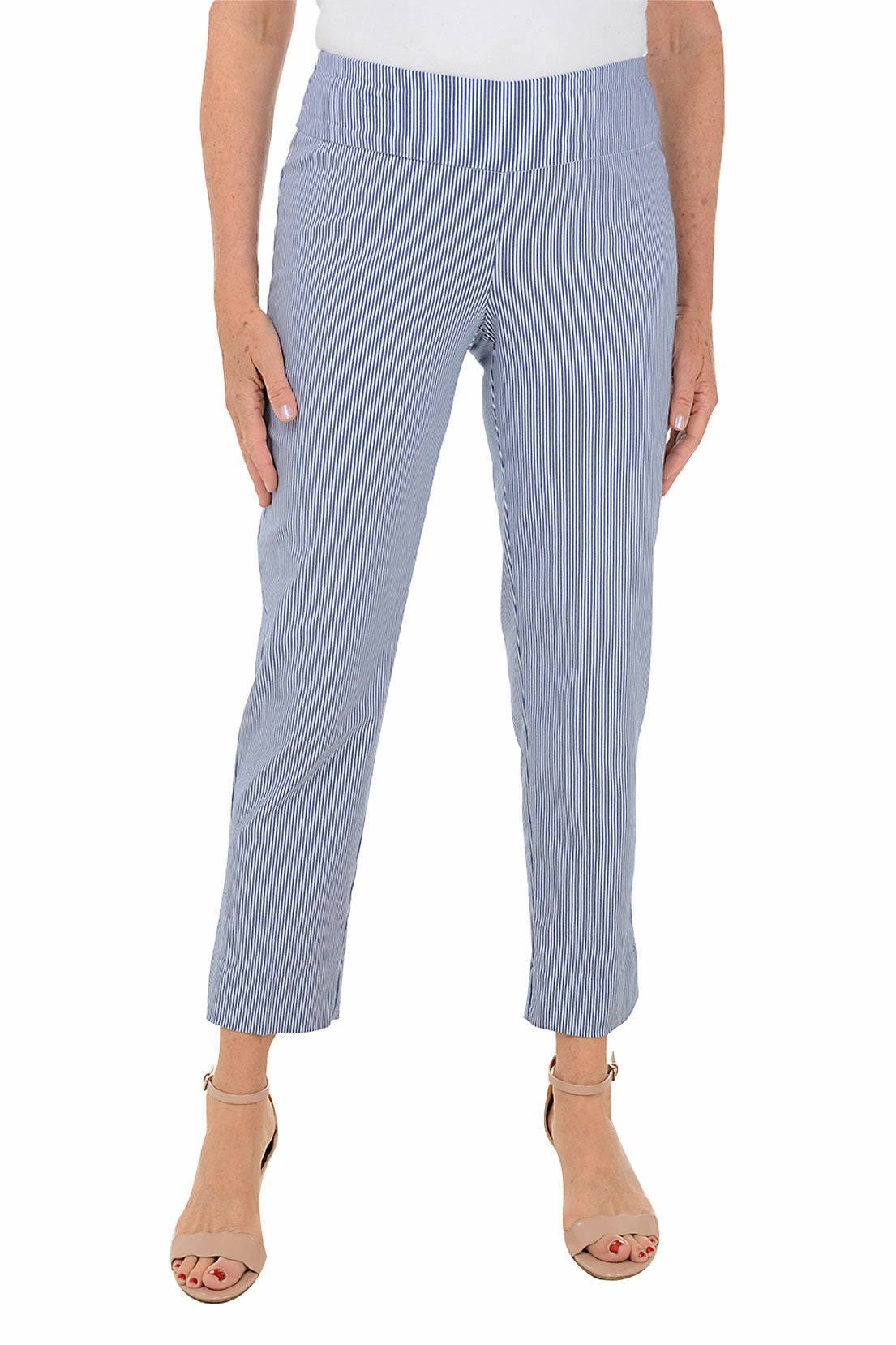 Simple and Cozy Outdoor Fit Striped Pull-On Ankle Pant