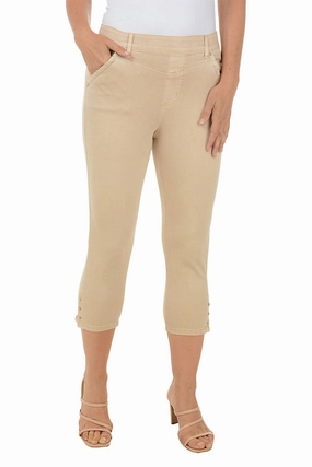 Studded Hem Denim Pull-On Capri Pant Perfectly Relaxed