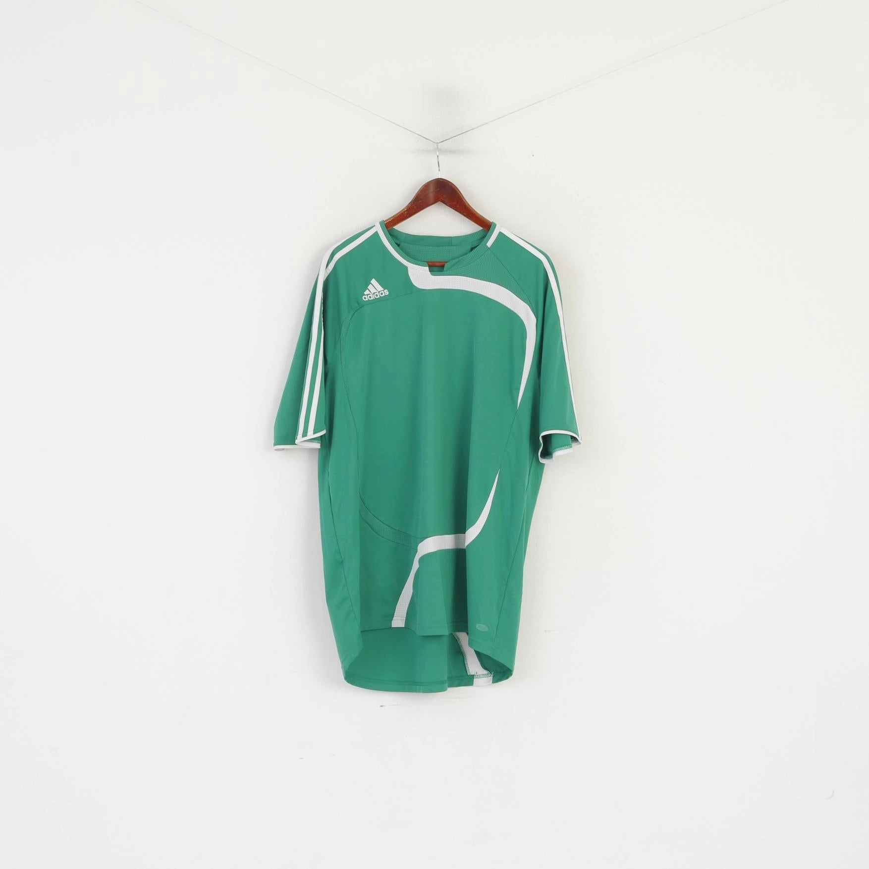 Ultra Soft Texture Scoop neck femininity Adidas Men XXL Shirt Green Shiny Vintage Sportswear Jersey Training Top