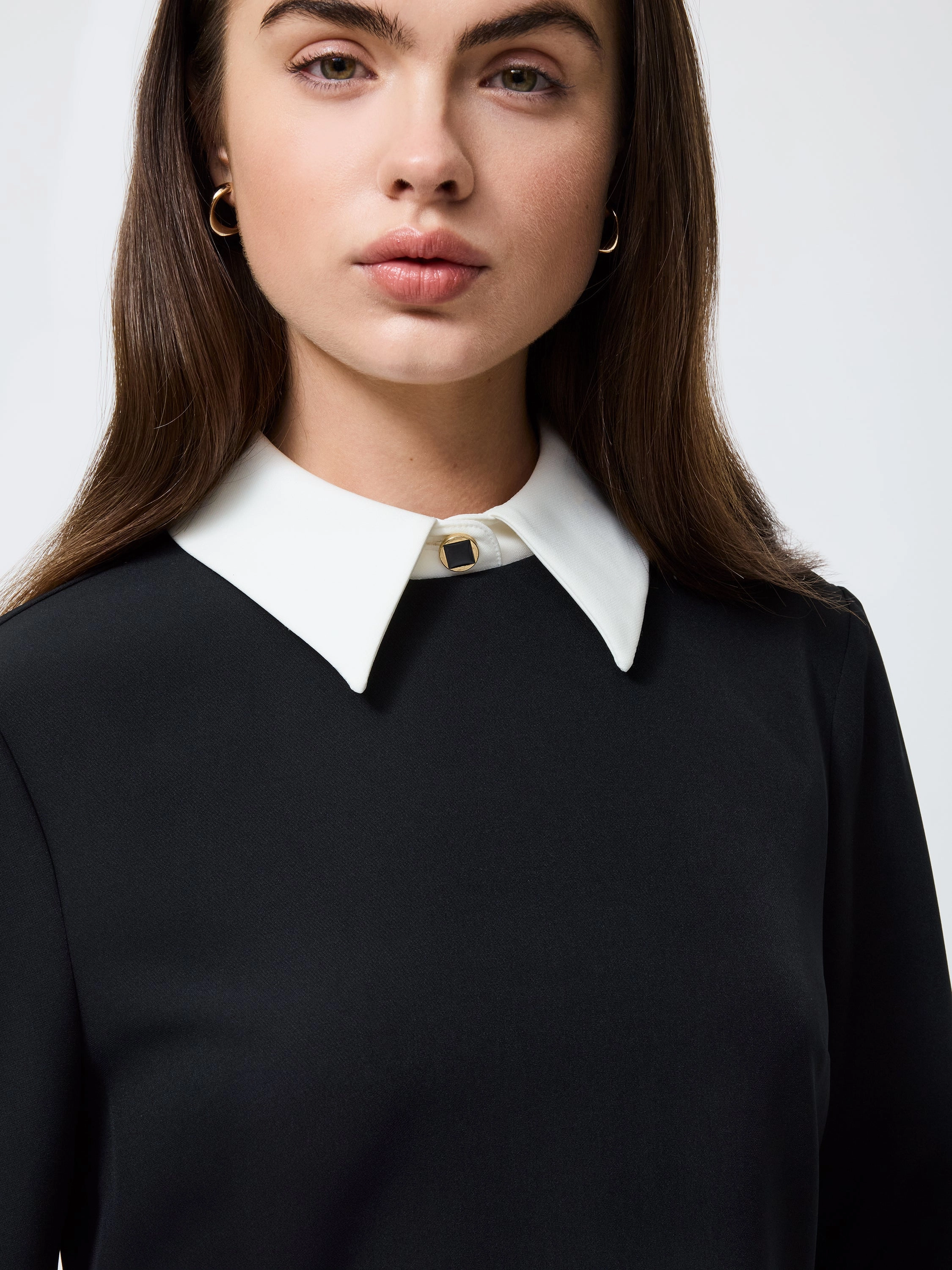 Fashion Essential Chilly Weather Comfort Echo Long Sleeve Collared Dress