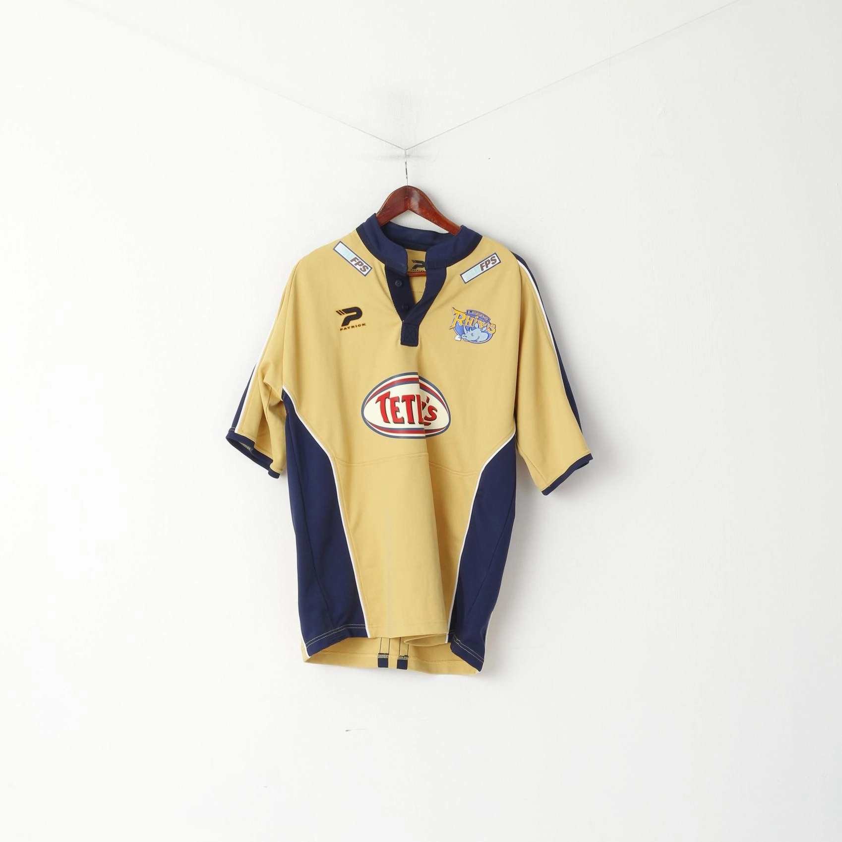 Trendy Comfort Fit Casual Chic Patric'k Men L Shirt Mustard Leeds Rhinos Rugby England Sportswear Jersey Top