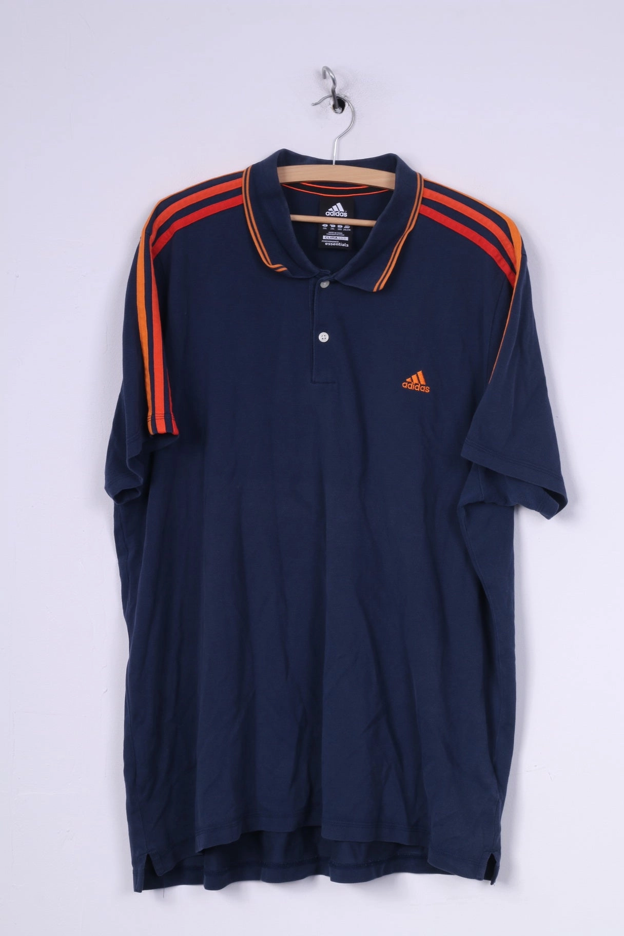 Fashion Fit Light Casual Wear Adidas Mens 2XL Polo Shirt Short Sleeve Top 3 Stripe Navy Sportswear