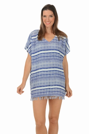 Anti Sag Fabric Striped Fringe Carol Cover-Up