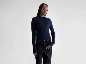 Cool Layering HighElasticity Fabric Aslyt slim sweater (252 / W / NAVY)