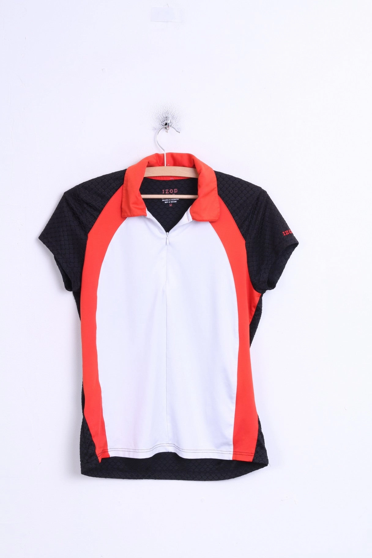 IZOD Mens M Shirt Zip Neck Cool White Black Flattering Cut