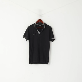 Hygroscopic Fiber Champion Men S Polo Shirt Black Cotton Collared  Short Sleeve Sport Top