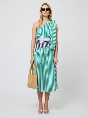 Alexis Cotton One Shoulder Striped Dress Jewel-Tone Light And Airy