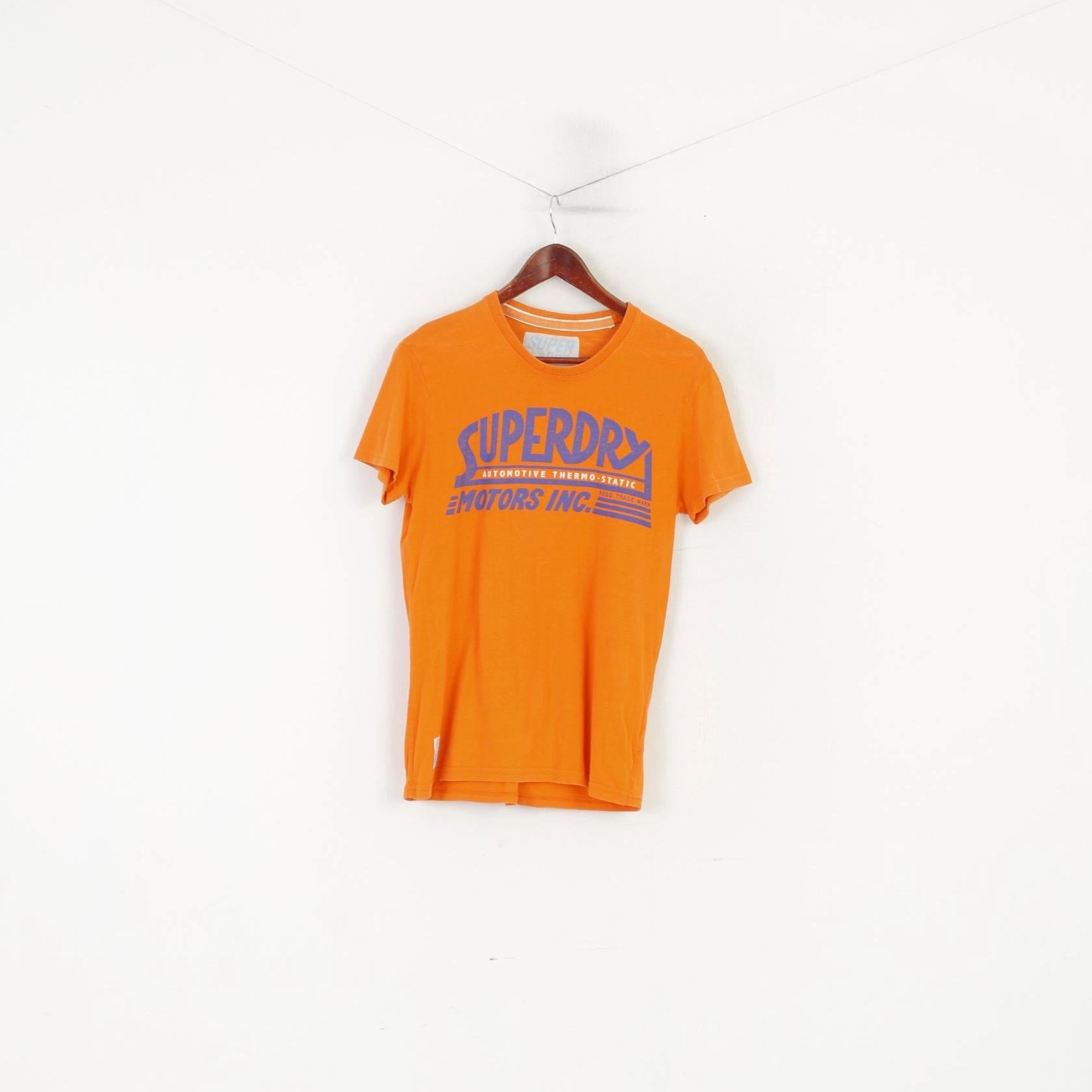 Stylish Details Superdry Men S Shirt Orange Cotton Motors Automotive Graphic Crew Neck Top