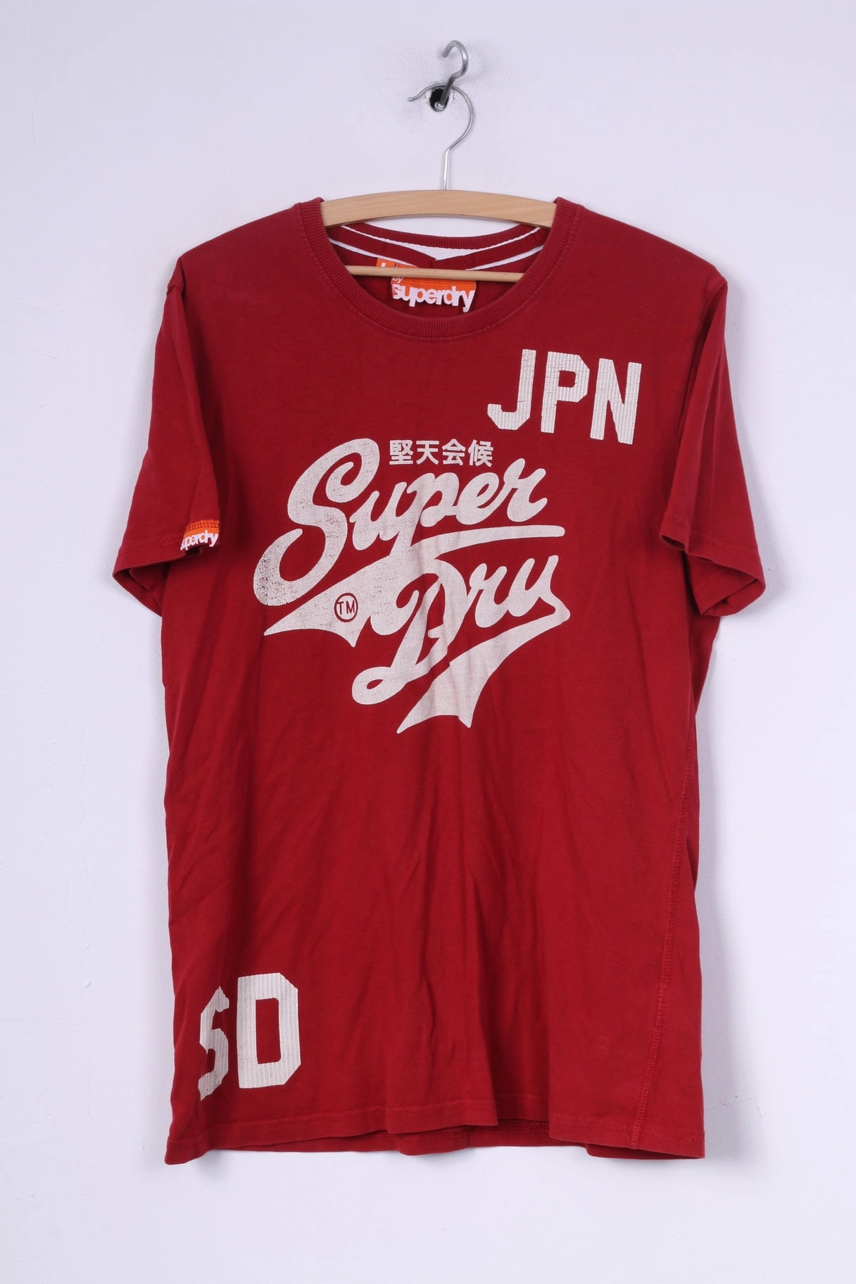 Anti-bacterial Superdry Mens L T-Shirt Graphic Cotton Red Crew Neck Top